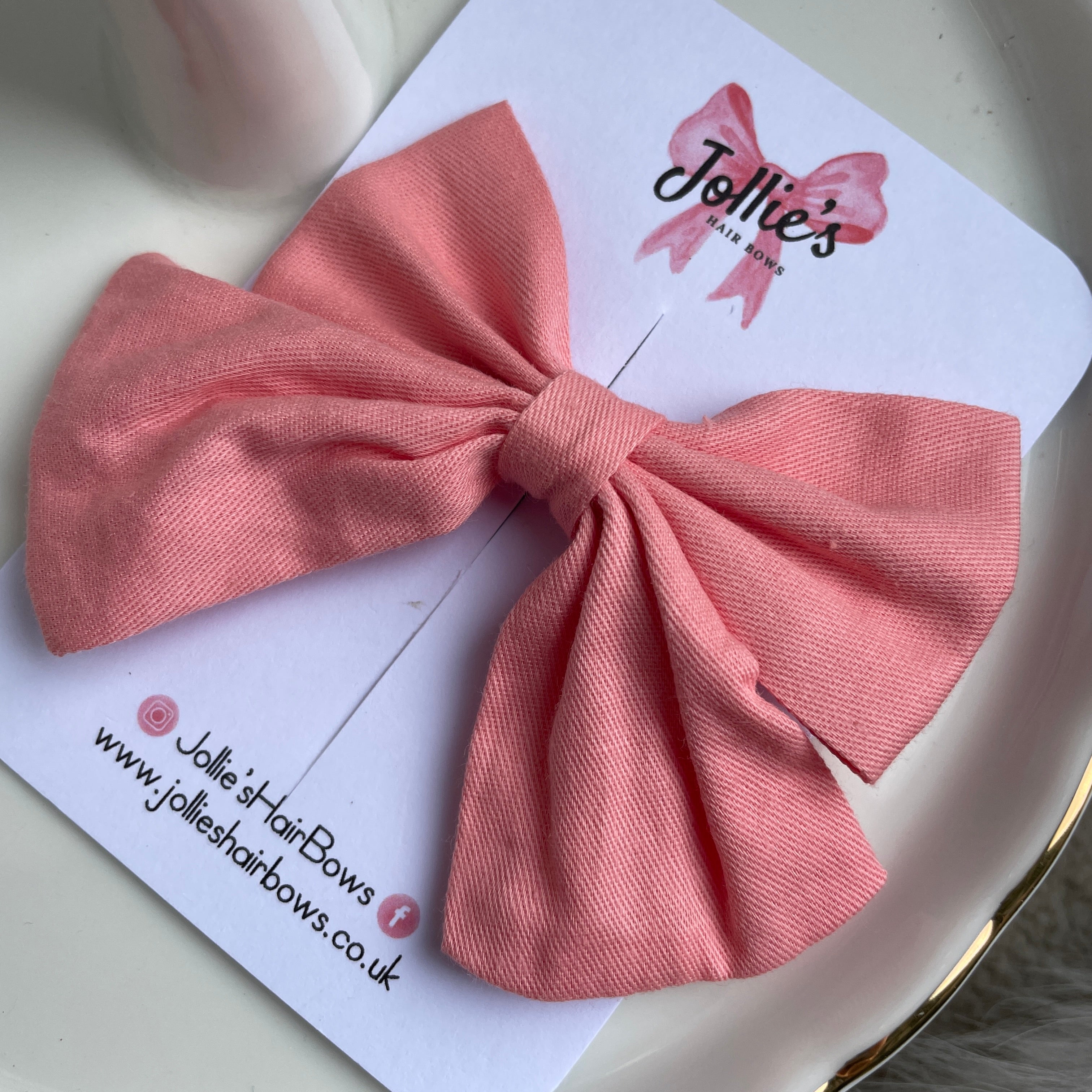 3inch Fabric Bow Clip - Peach