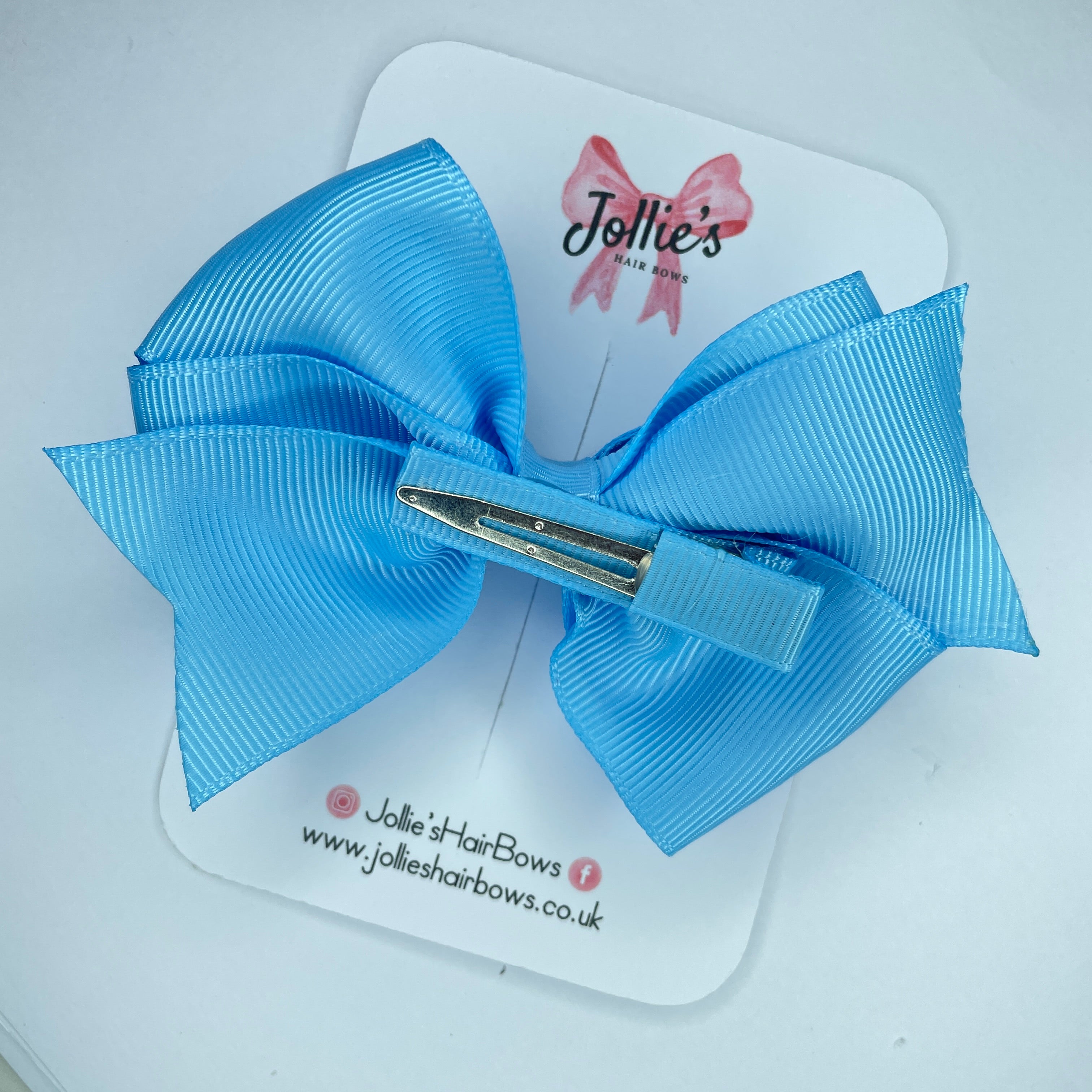 4" Blue Mist Triple Layer Hair Bow – Grosgrain Ribbon with Lined Alligator Clip