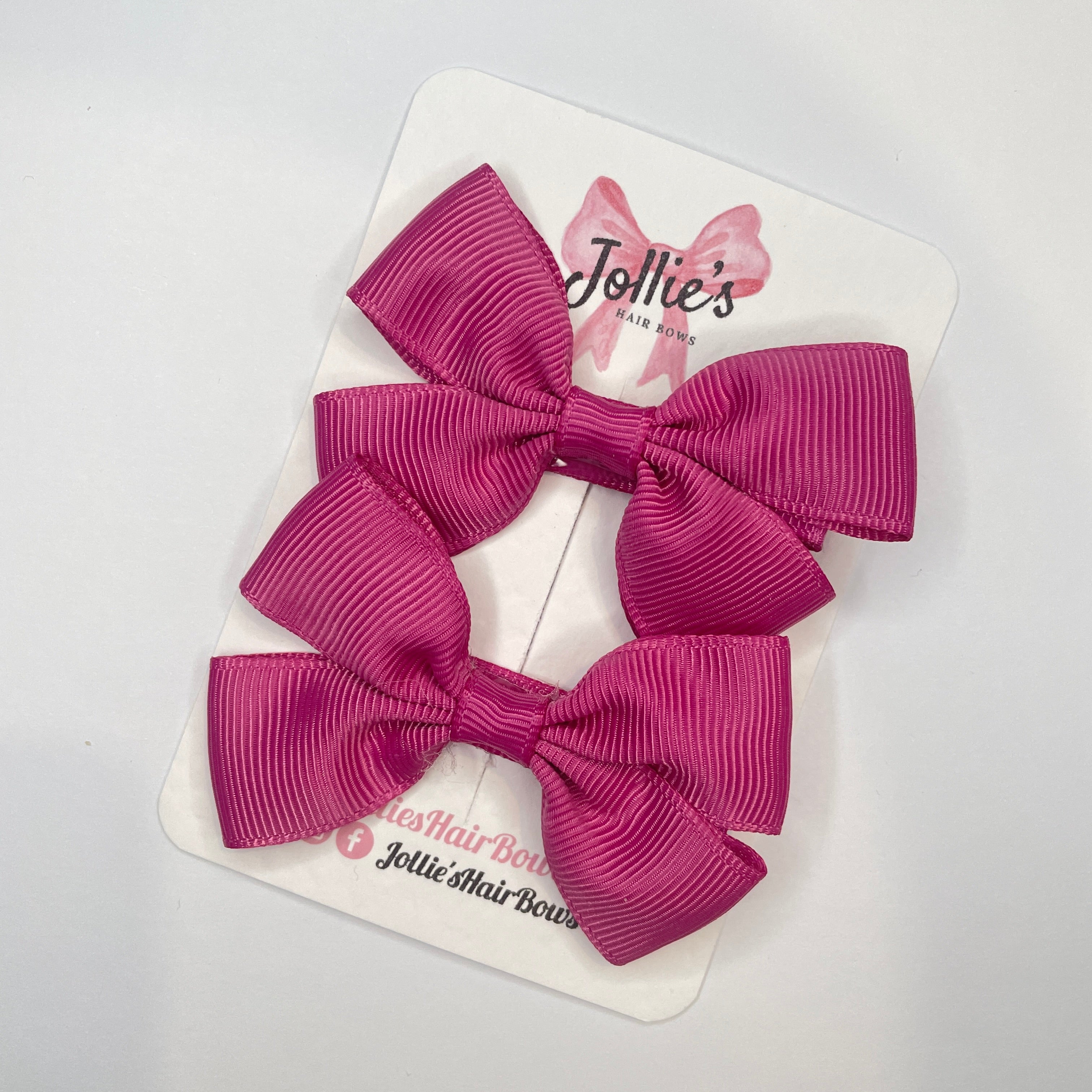 2.5" Raspberry Rose Classic Hair Bows (Pair) β Grosgrain Ribbon with Lined Alligator Clips