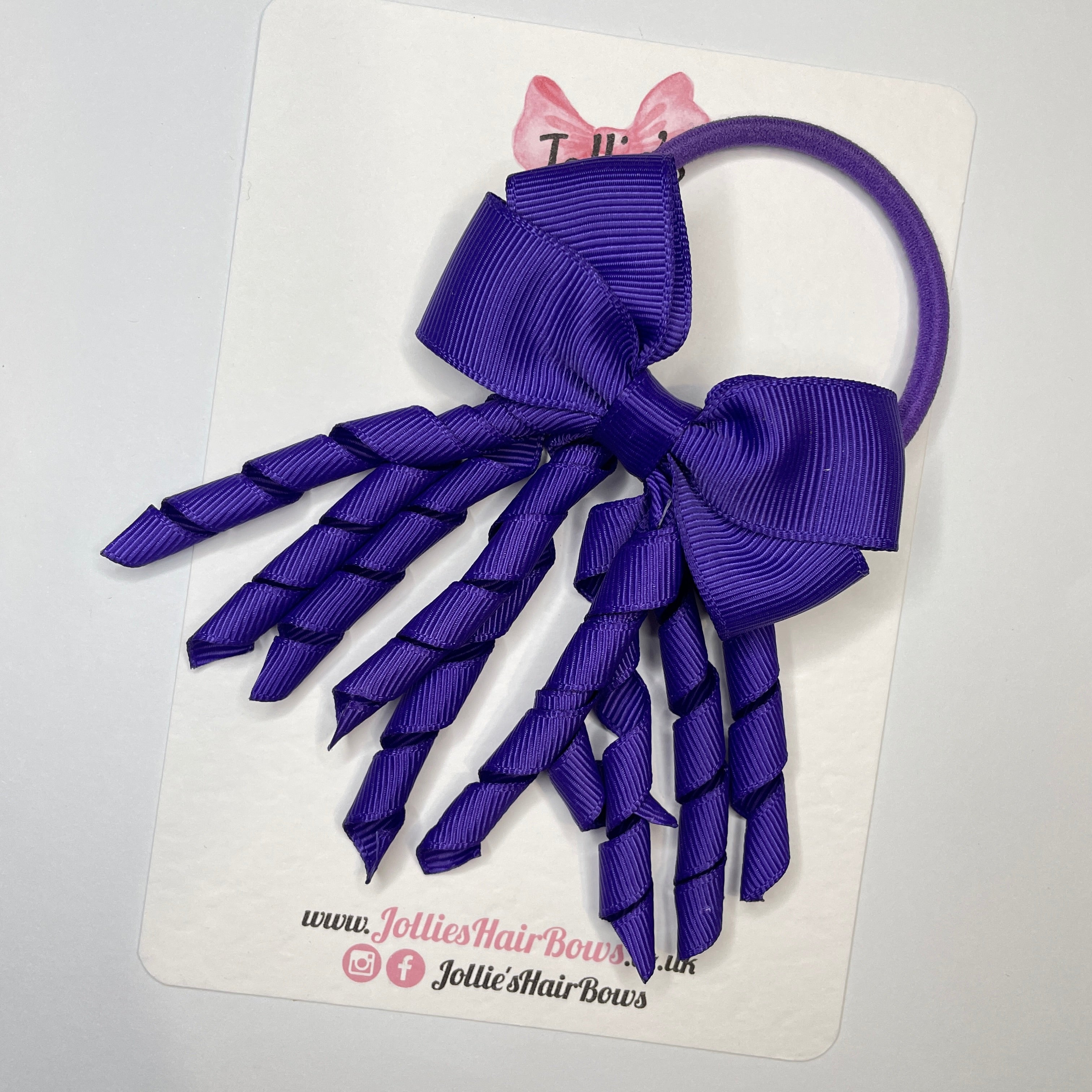 3" Regal Purple Corker Hair Bow – Grosgrain Ribbon with Thick Elastic Bobble