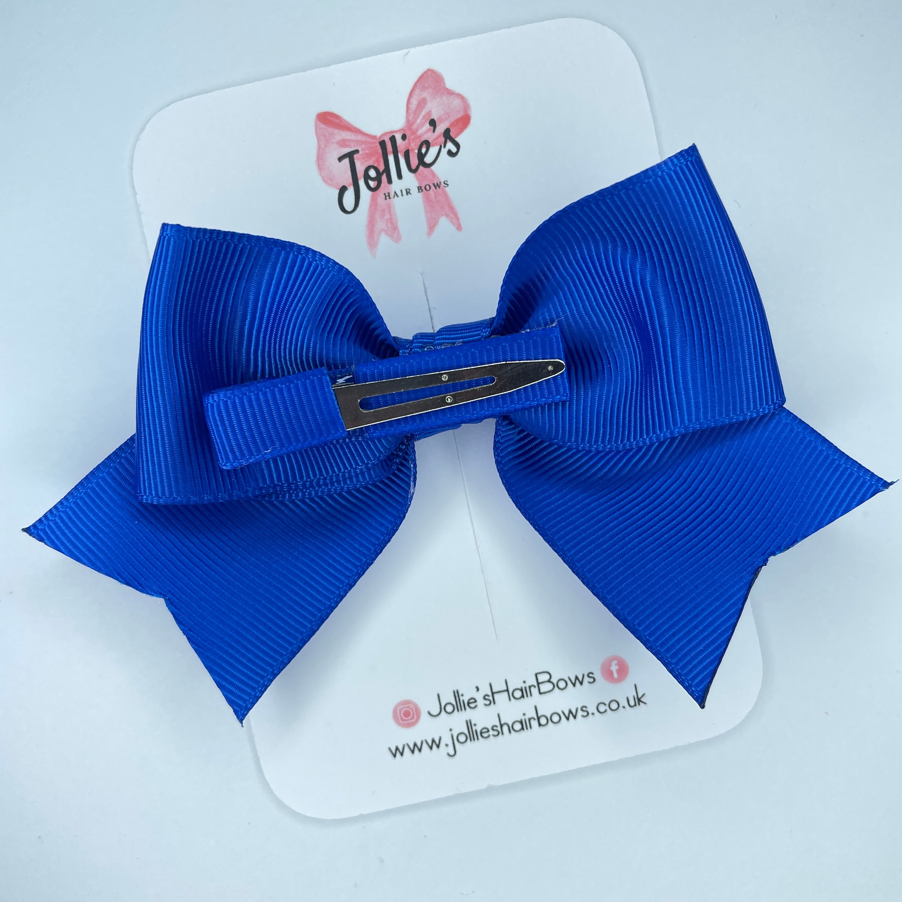 4" Electric Blue Classic Hair Bow – Grosgrain Ribbon with Lined Alligator Clip