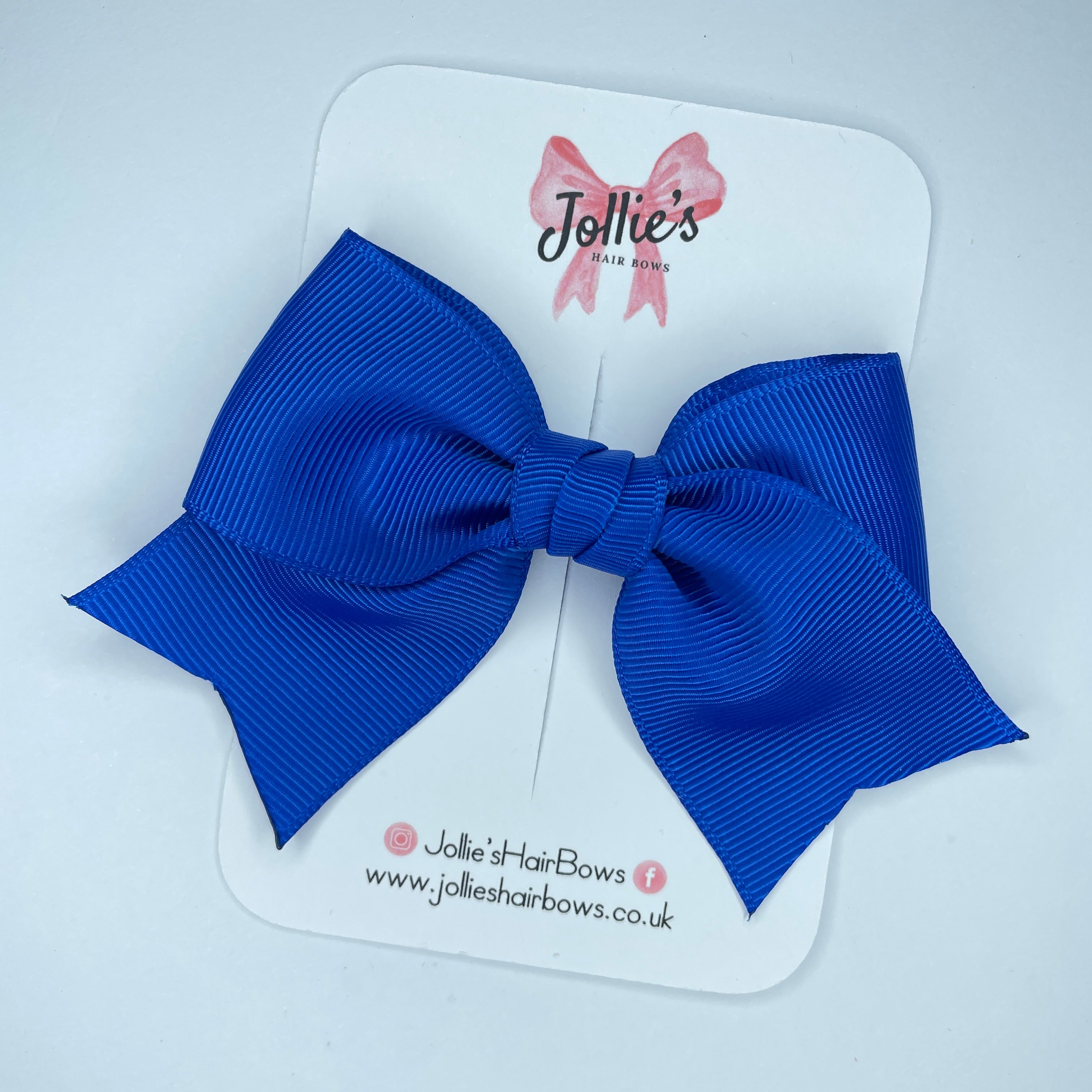 4" Electric Blue Classic Hair Bow – Grosgrain Ribbon with Lined Alligator Clip