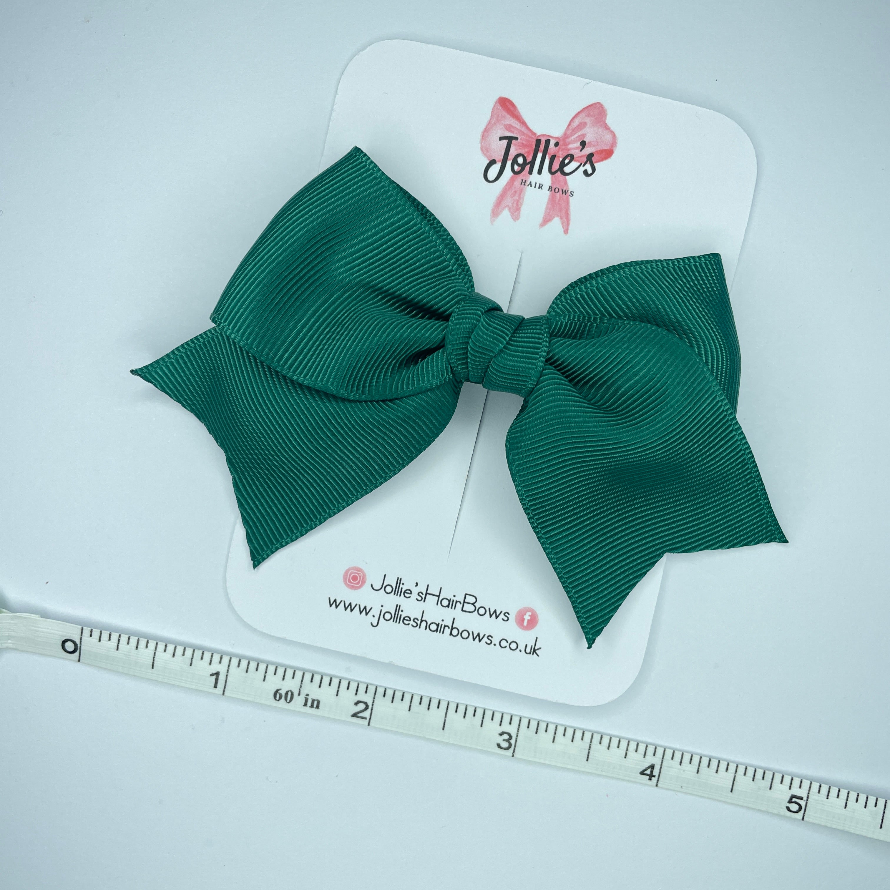 4" Hunter Green Classic Hair Bow – Grosgrain Ribbon with Lined Alligator Clip