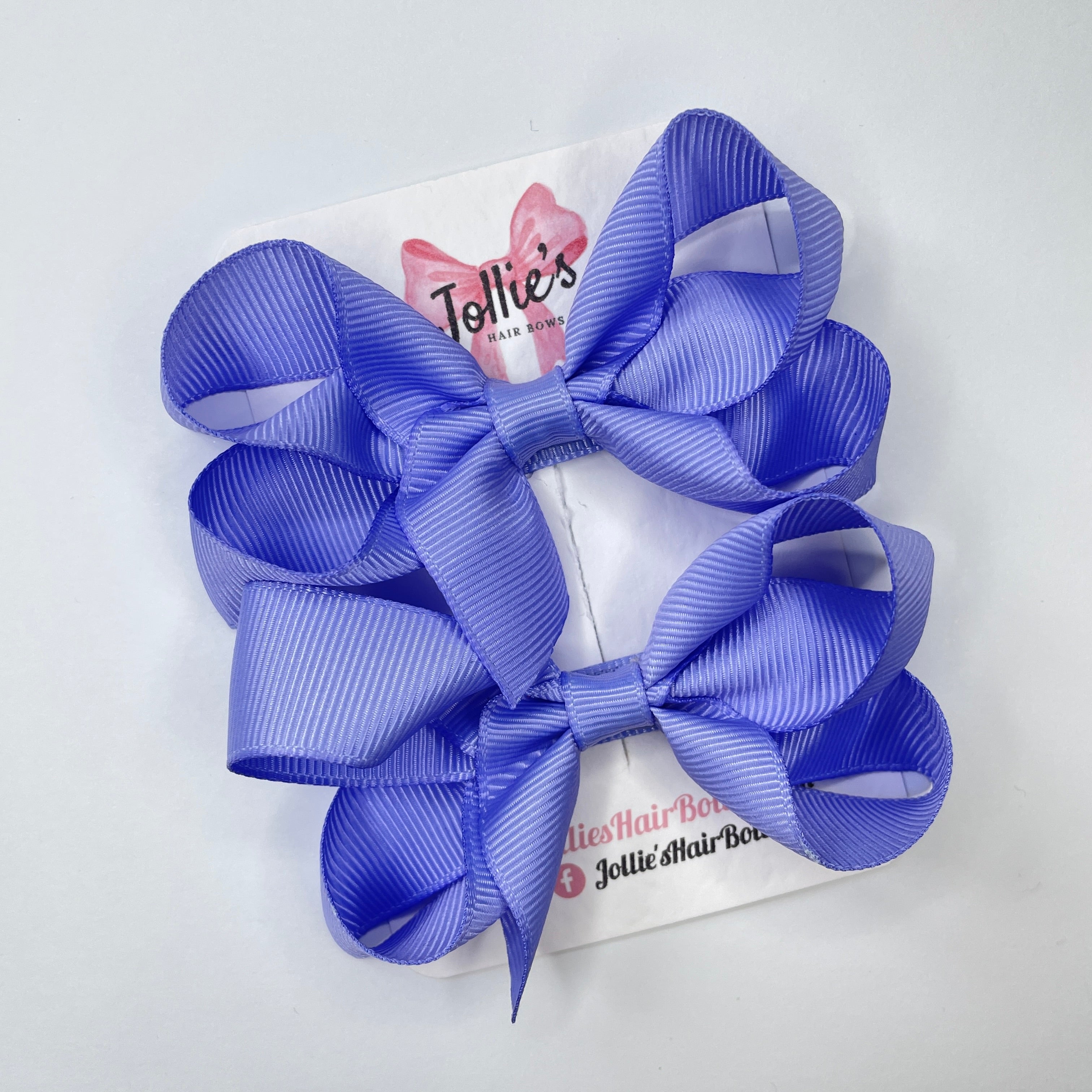 3" Iris Twisted Hair Bow Pair – Grosgrain Ribbon Clips for Girls