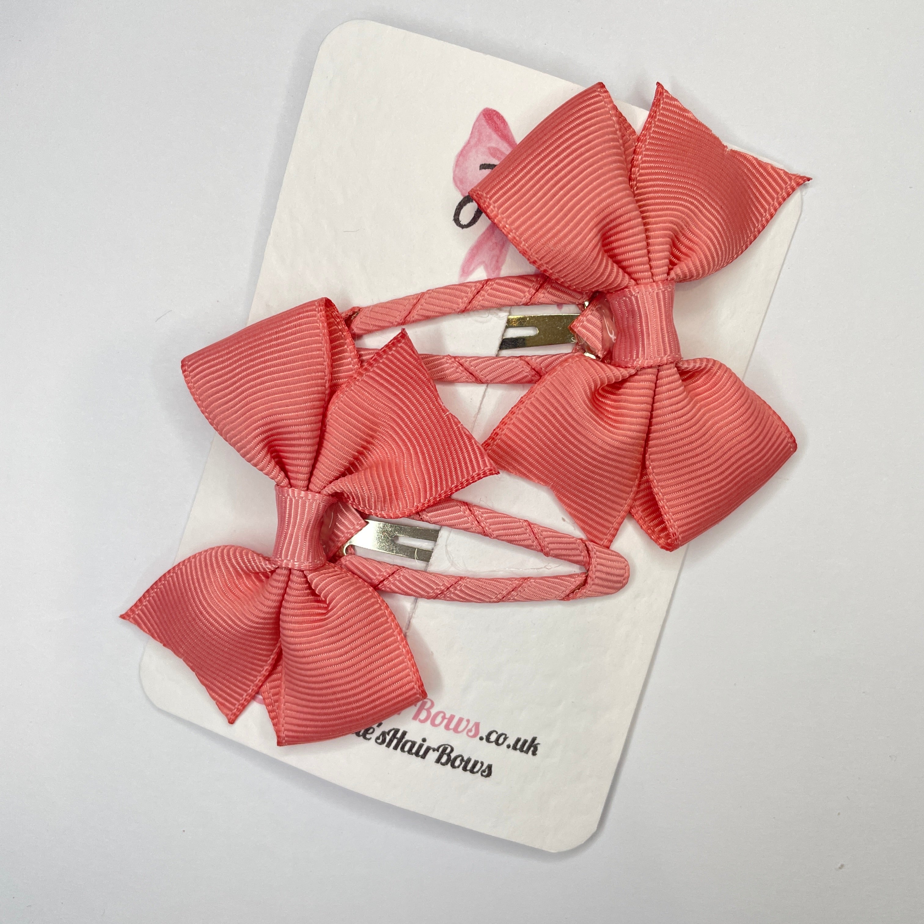 2.5" Dusty Rose Bow Snap Clips β Grosgrain Ribbon Hair Clips for Girls (Set of 2)
