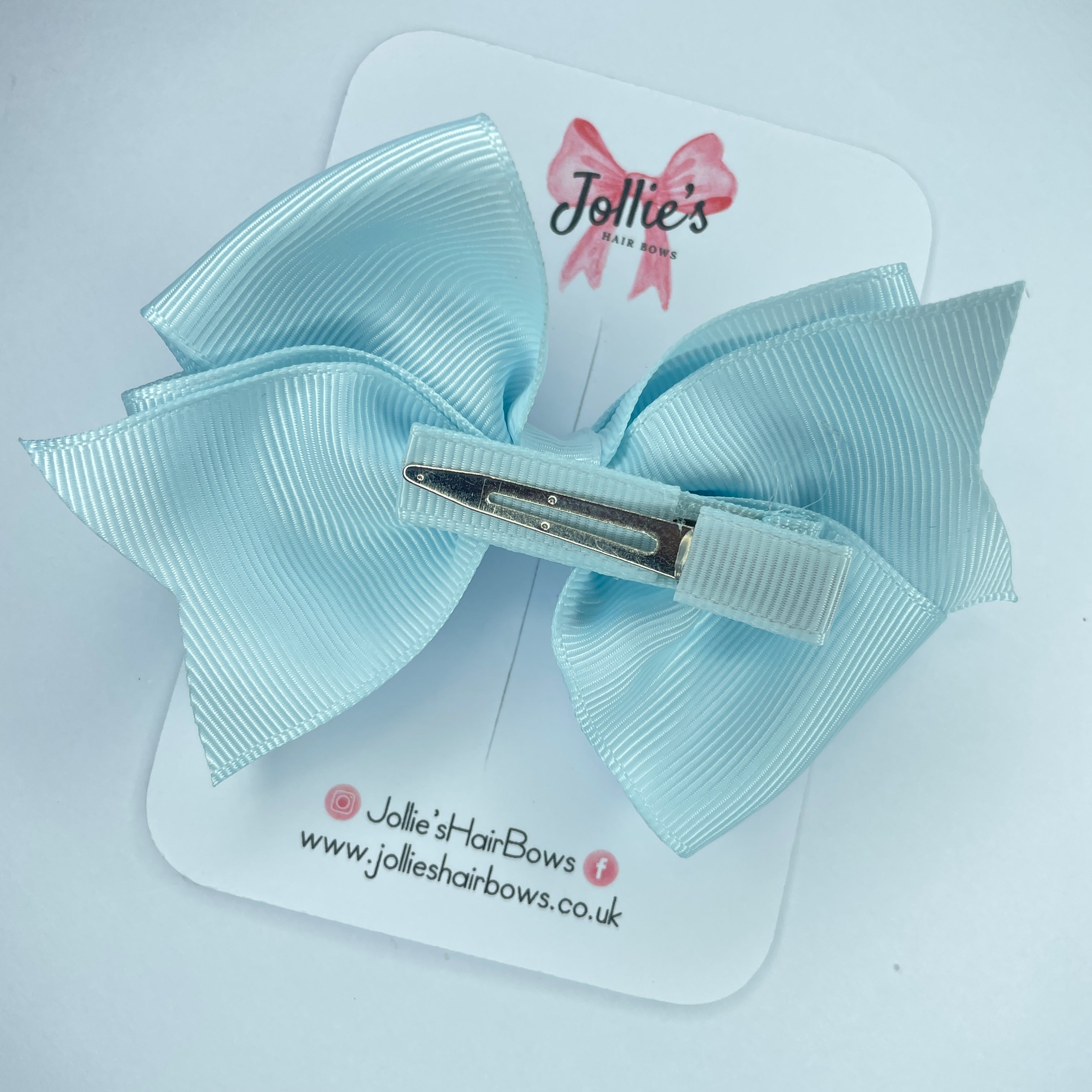 4" Blue Vapor Triple Layer Hair Bow – Grosgrain Ribbon with Lined Alligator Clip