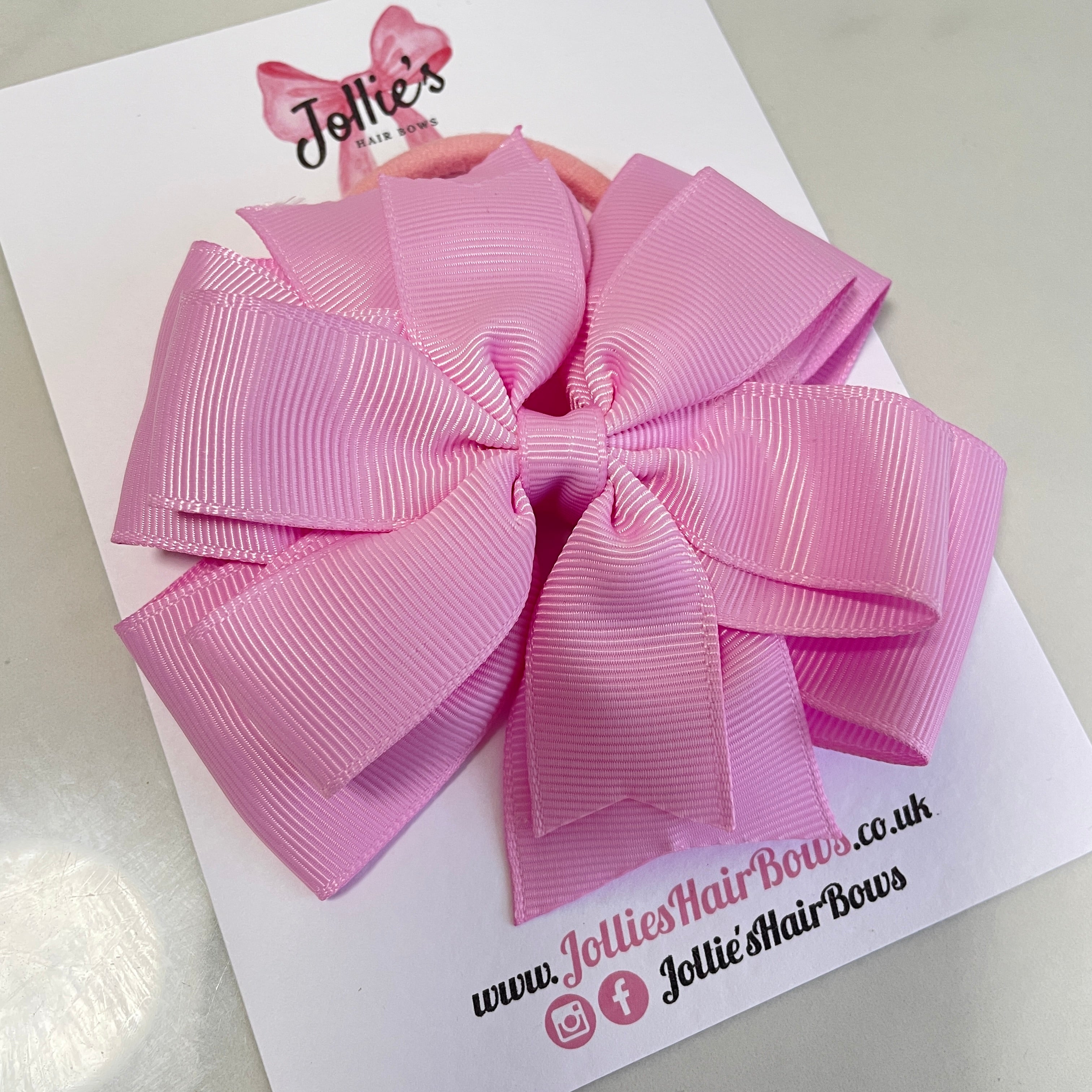 4.5" Tulip Double Layer Pinwheel Hair Bow – Grosgrain Ribbon with Thick Elastic Bobble