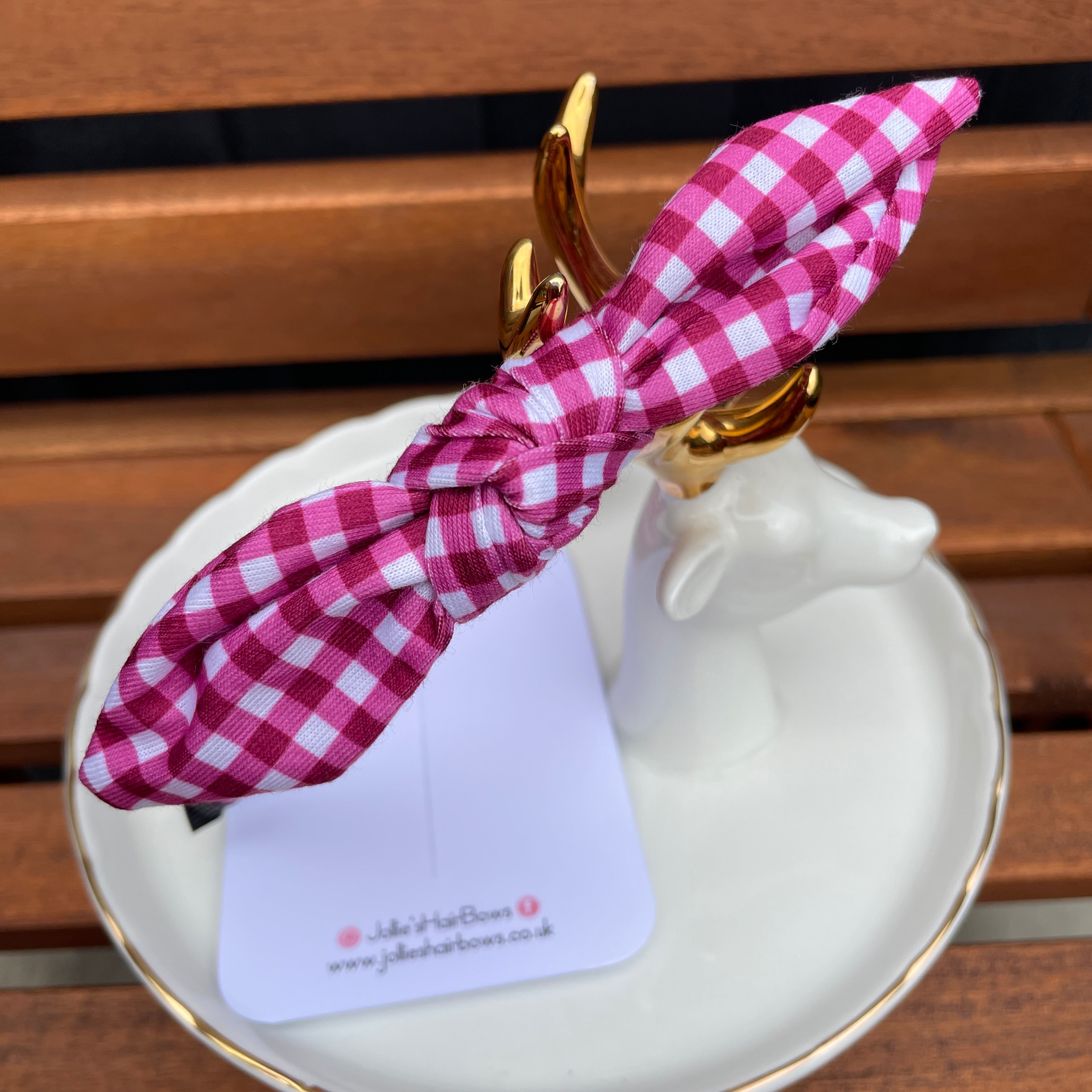 Bunny Ear Headband - Pink Gingham