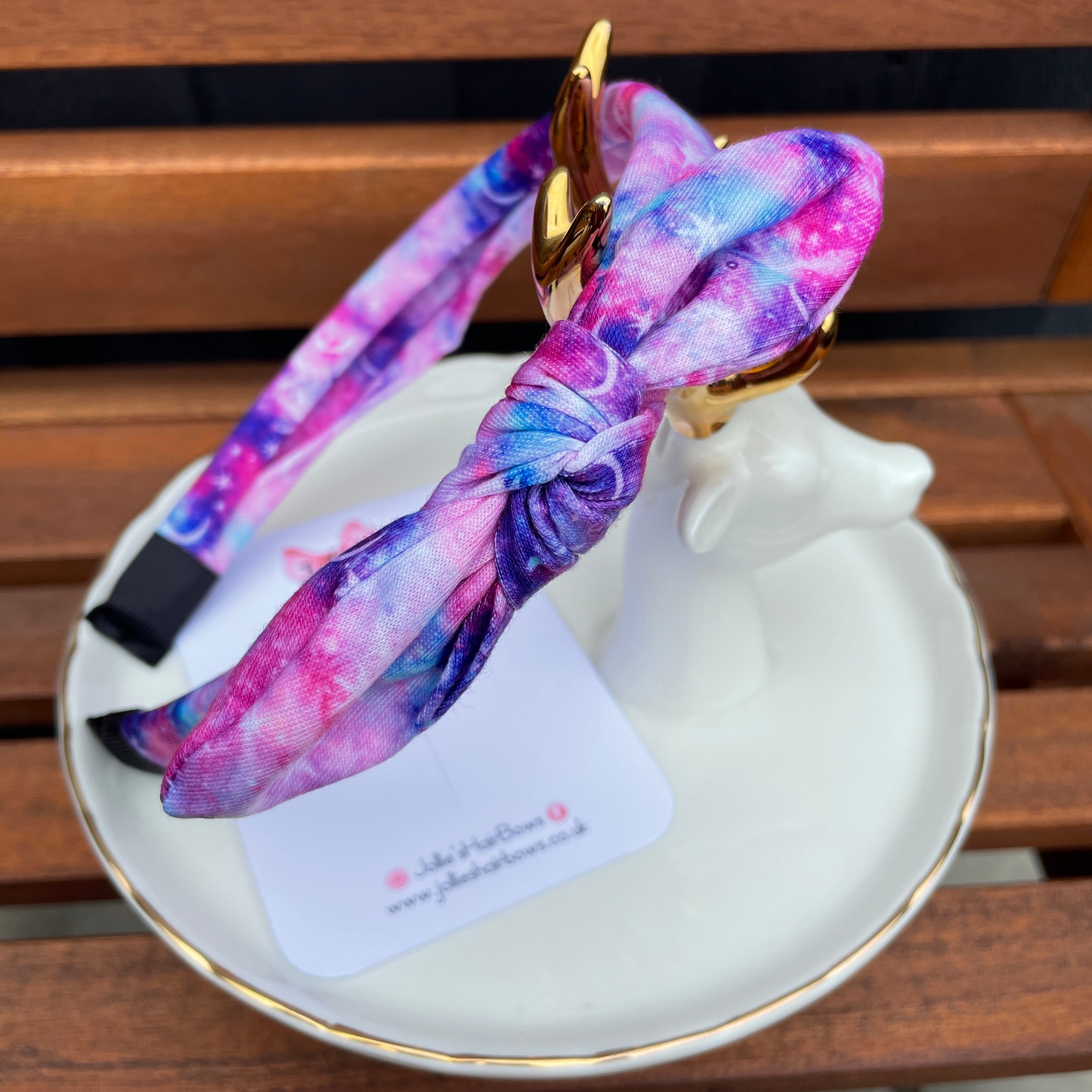 Bunny Ear Headband – Galaxy Print Fabric Knot
