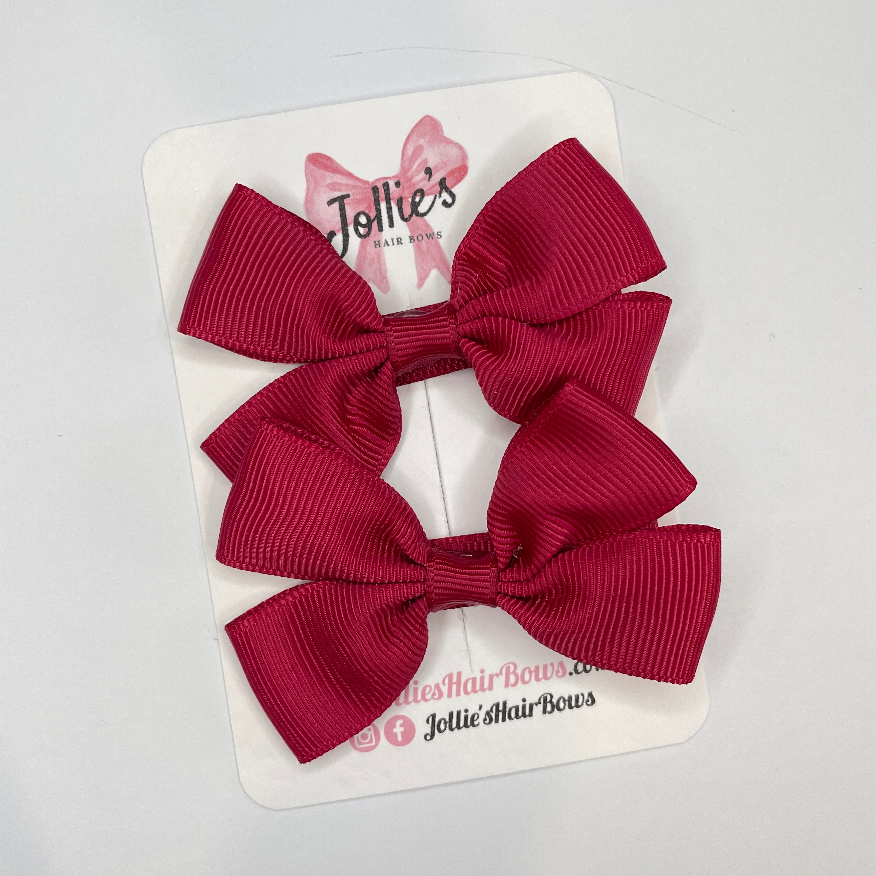 2.5" Beauty Classic Hair Bows (Pair) – Grosgrain Ribbon with Lined Alligator Clips