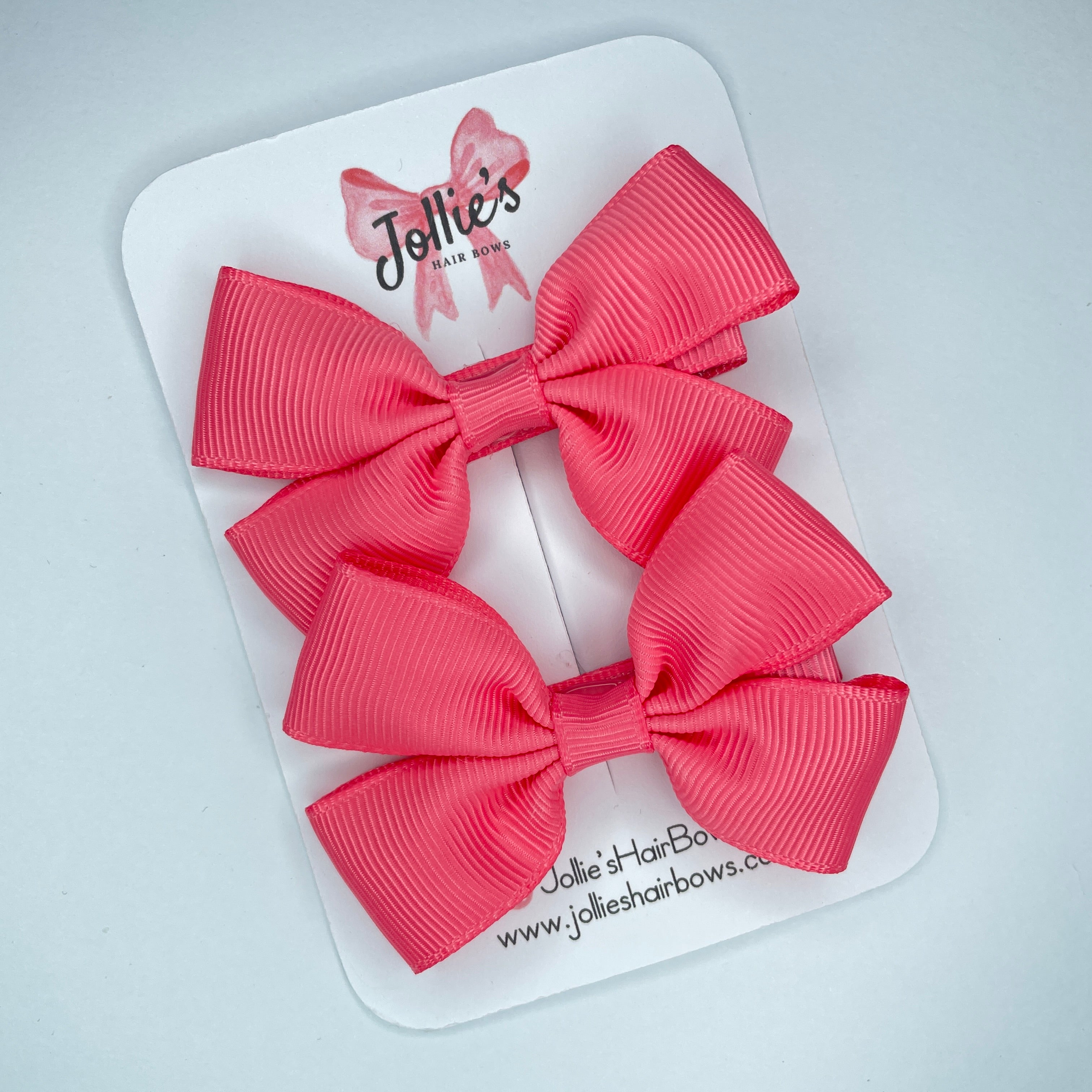 2.5" Coral Rose Classic Hair Bows (Pair) β Grosgrain Ribbon with Lined Alligator Clips