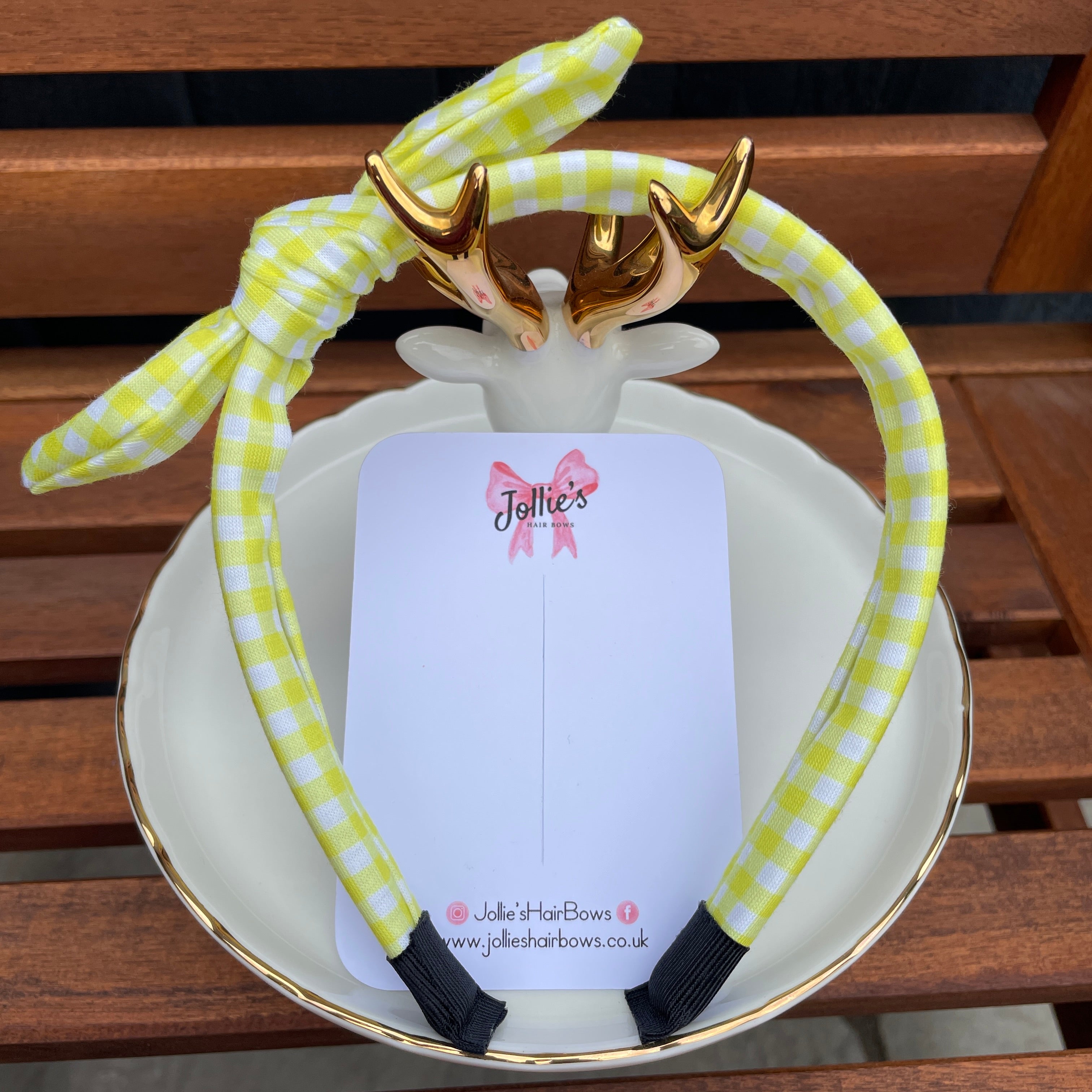 Bunny Ear Headband – Yellow Gingham