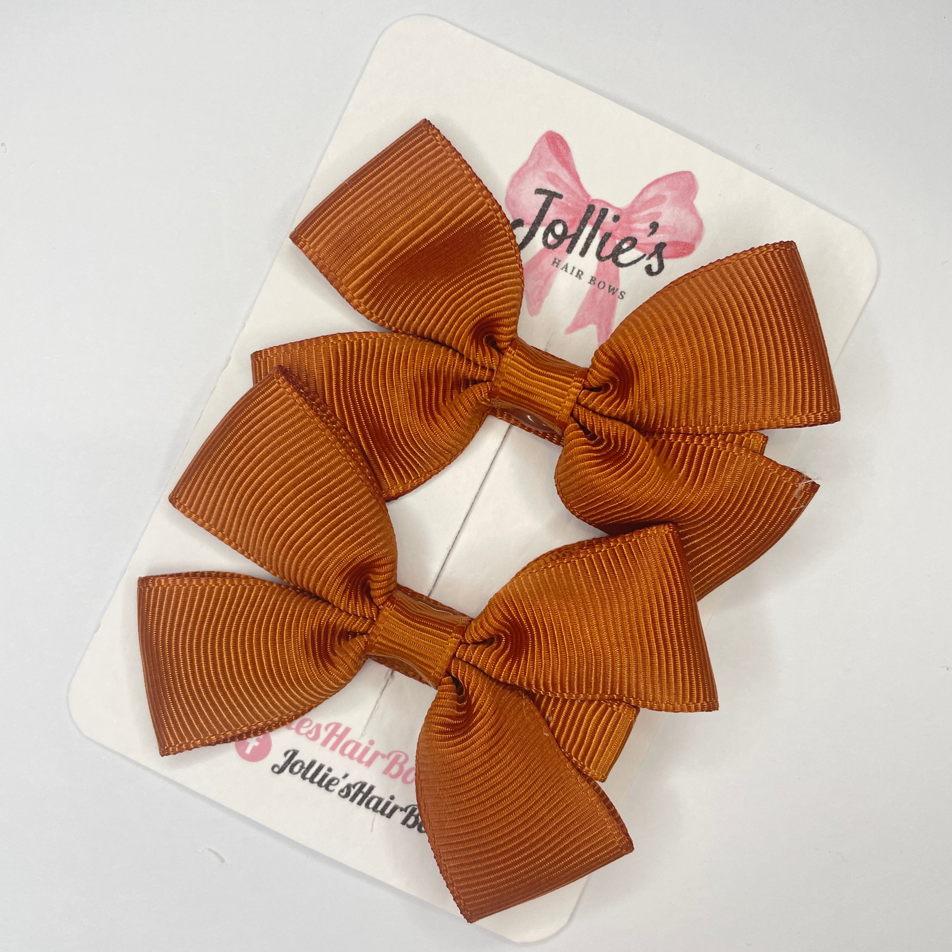 2.5" Copper Classic Hair Bows (Pair) – Grosgrain Ribbon with Lined Alligator Clips