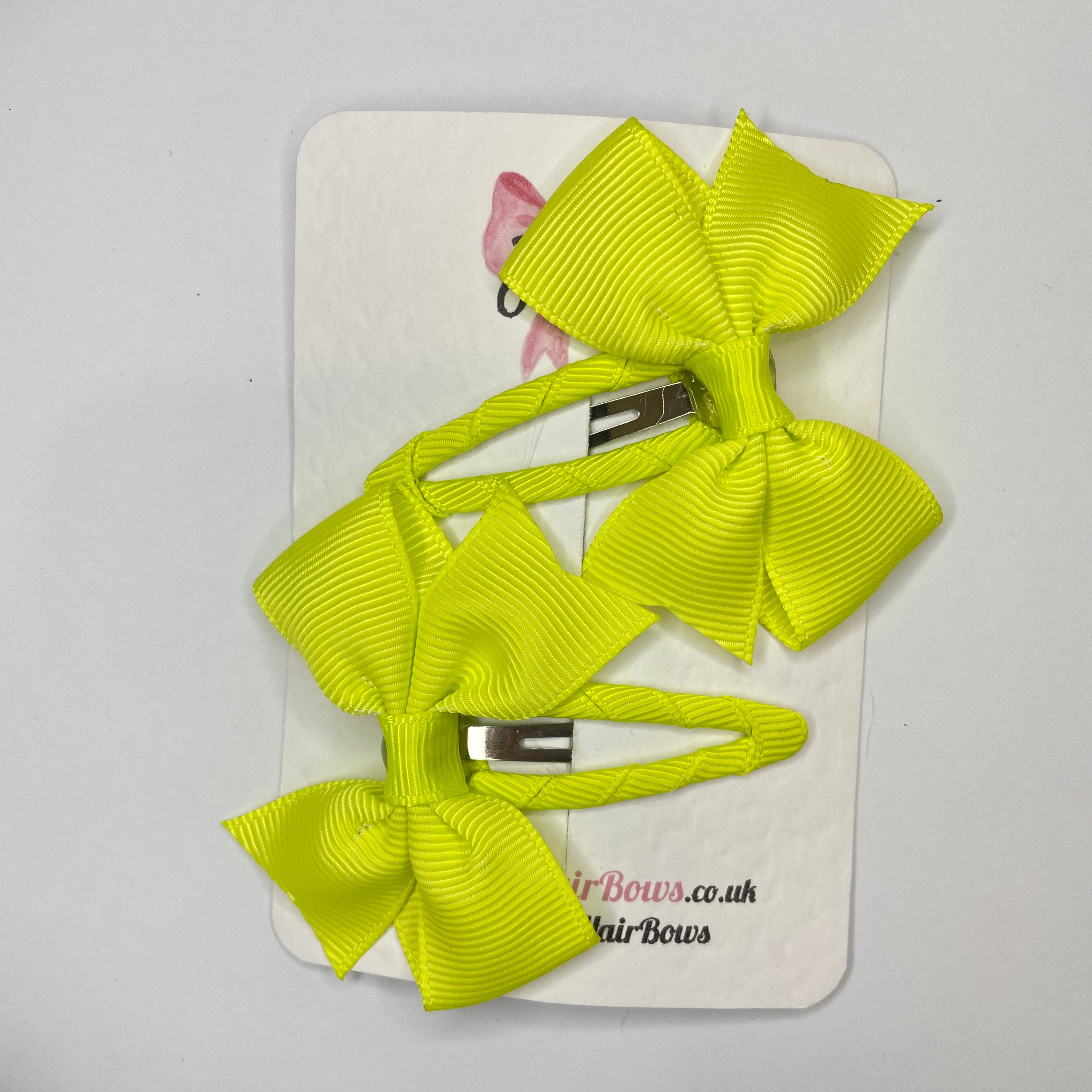 2.5" Pineapple Bow Snap Clips β Grosgrain Ribbon Hair Clips for Girls (Set of 2)