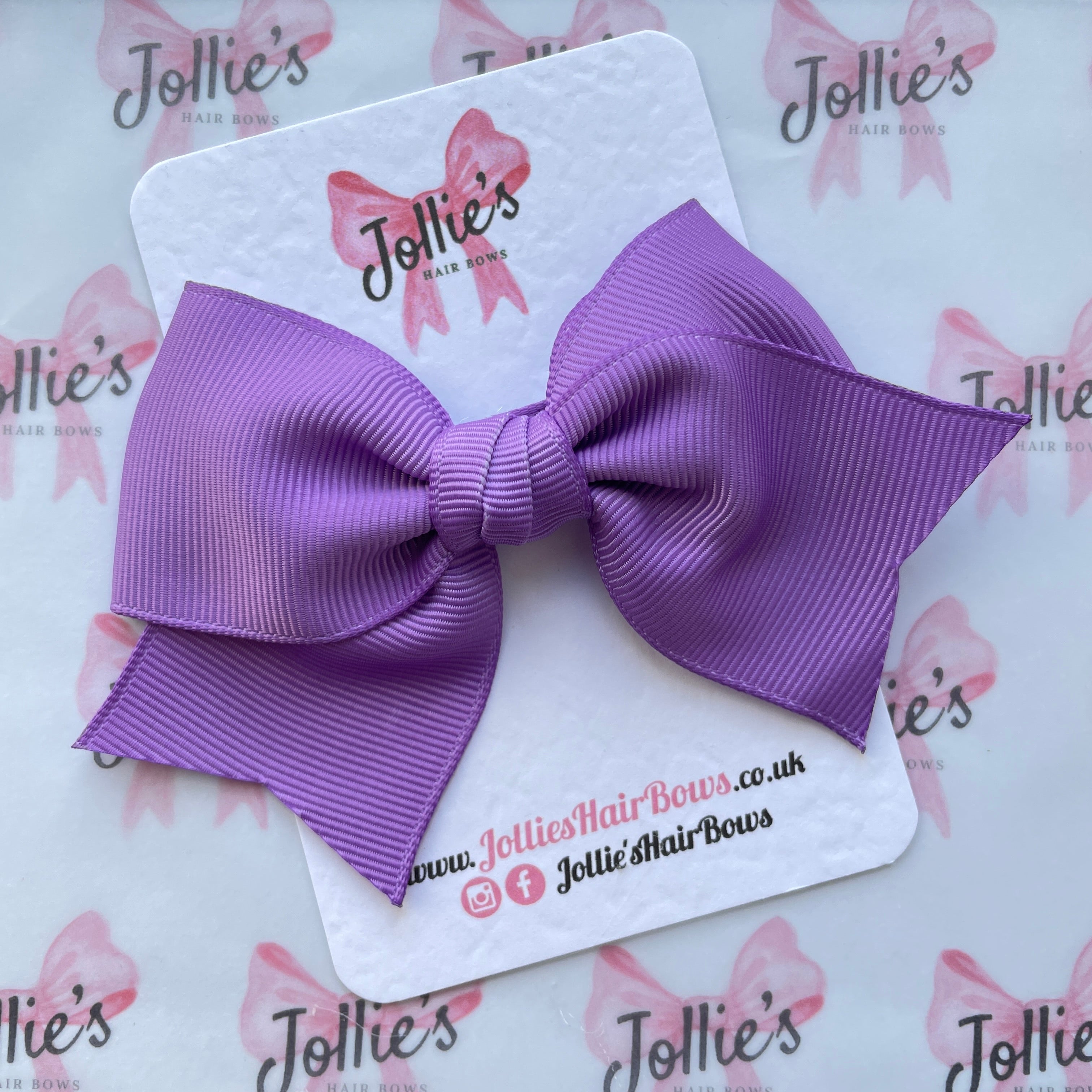 4inch Ribbon Bow with Clip - Grape