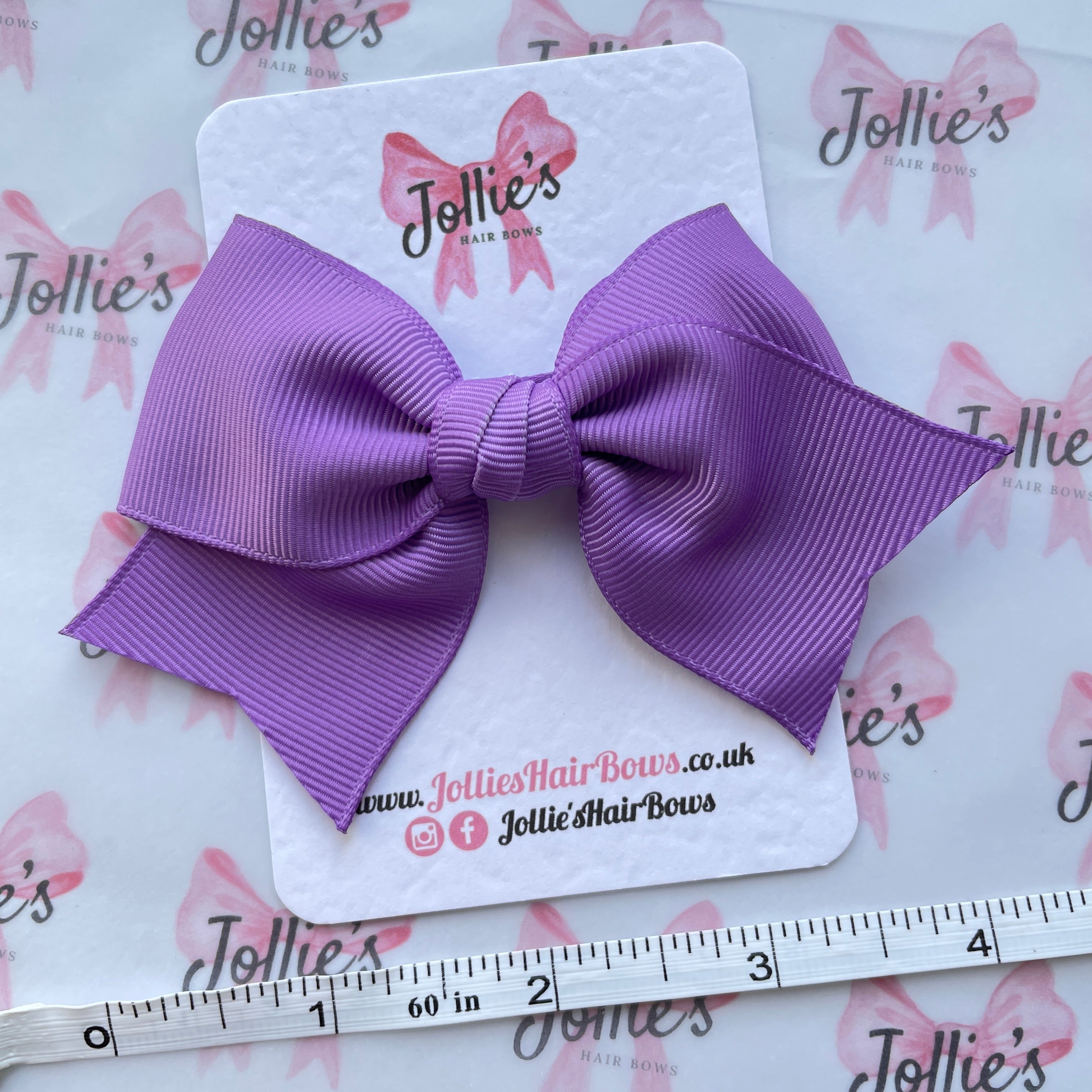 4inch Ribbon Bow with Clip - Grape