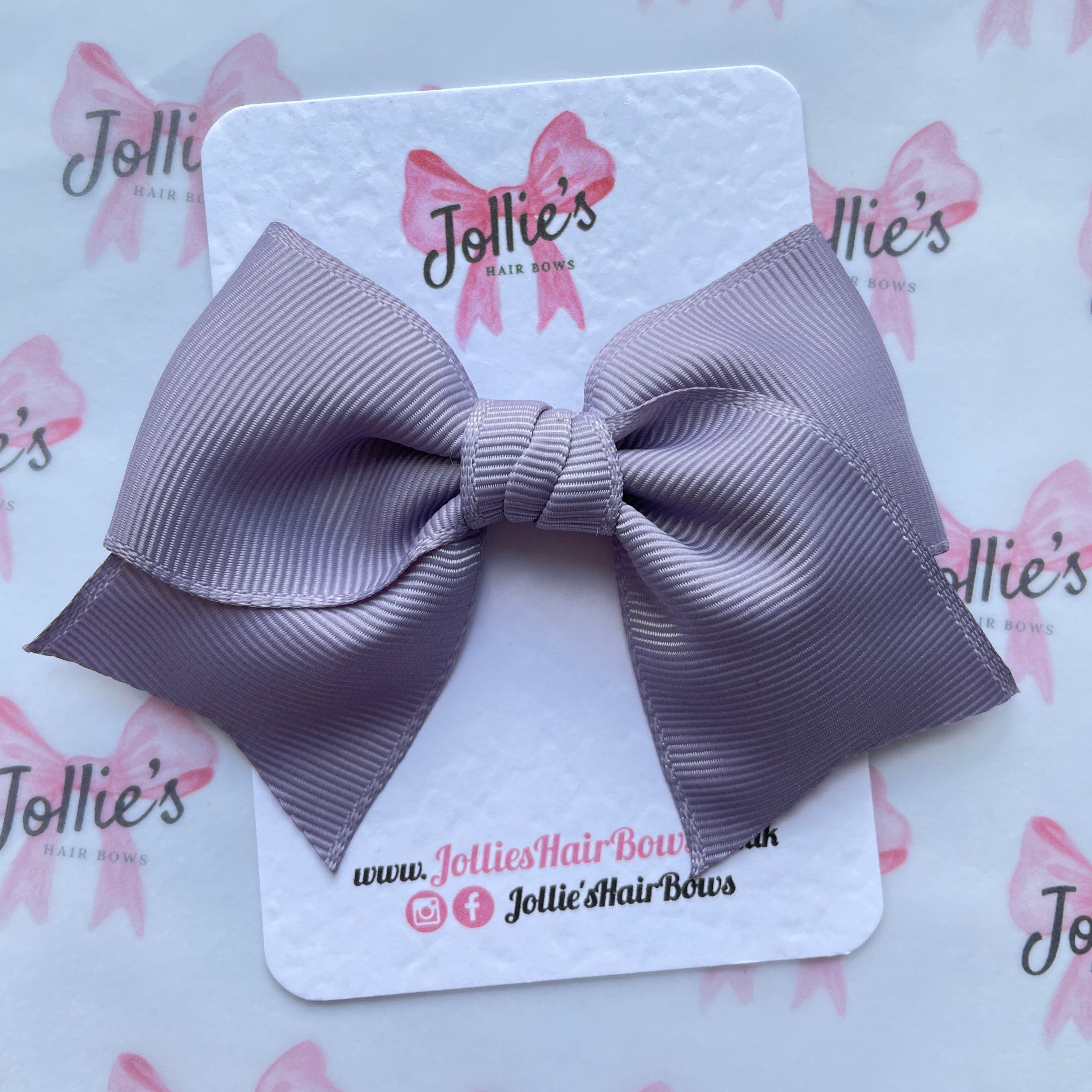 4inch Ribbon Bow with Clip - Thistle