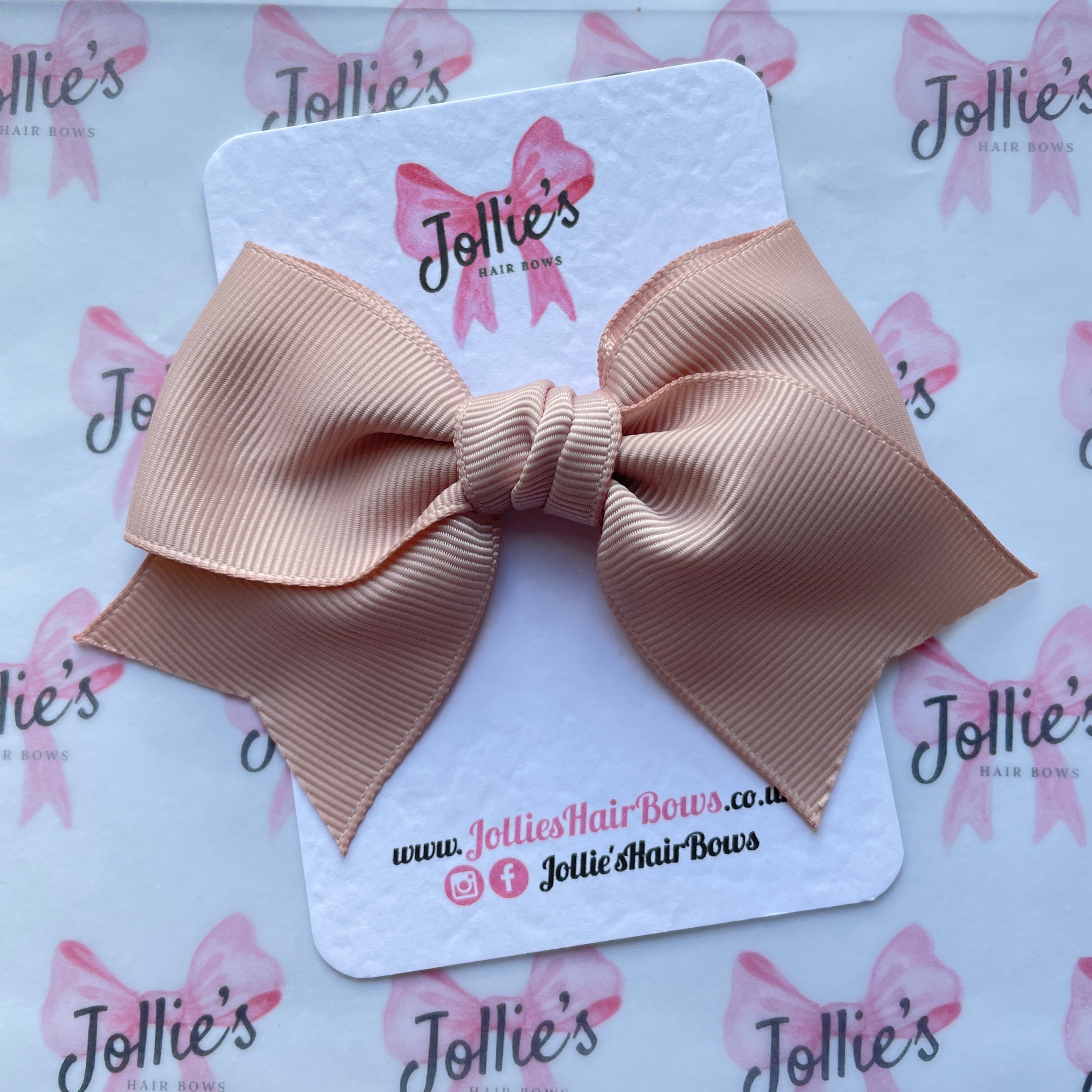 4inch Ribbon Bow with Clip - Vanilla