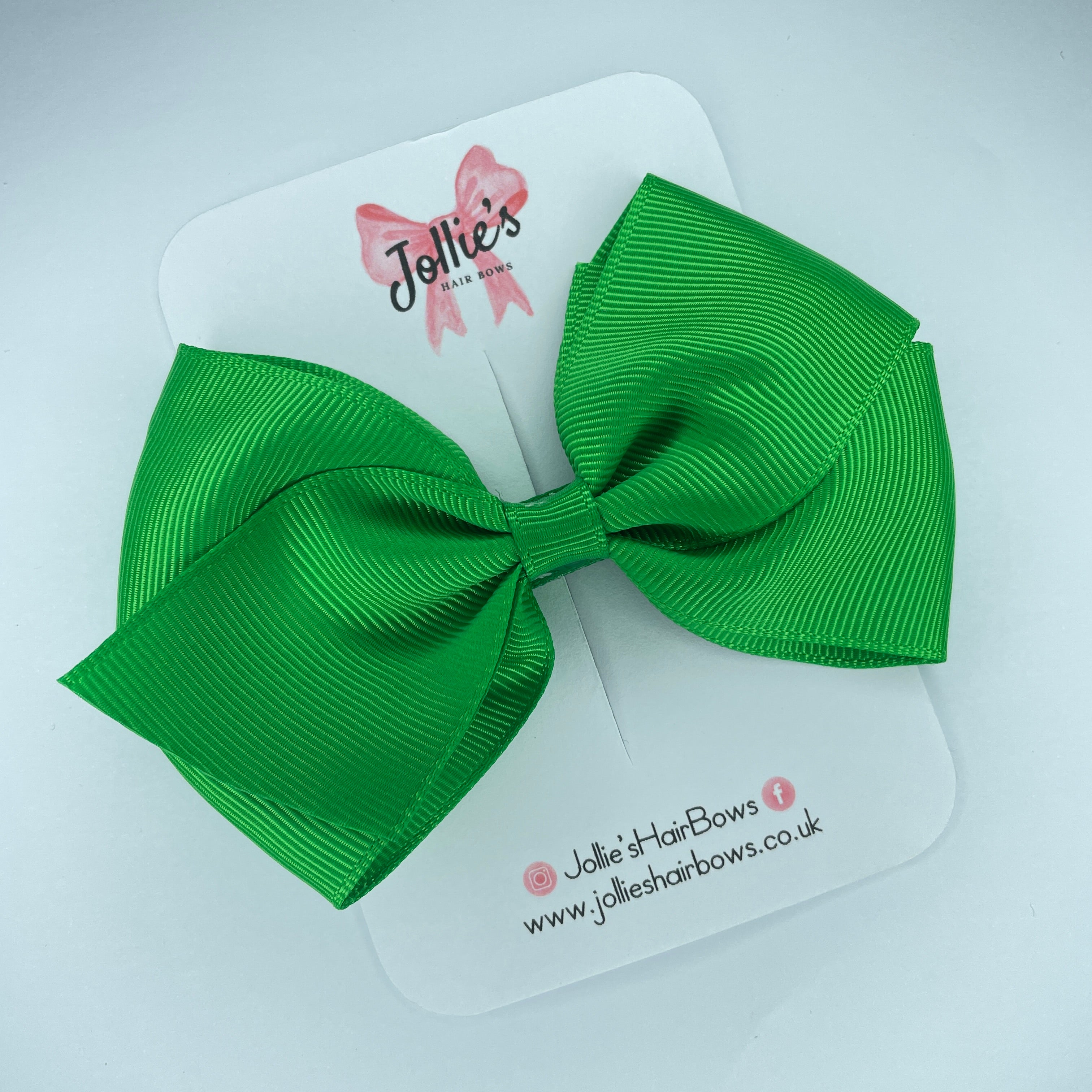 4inch Bow with Clip - Emerald Green