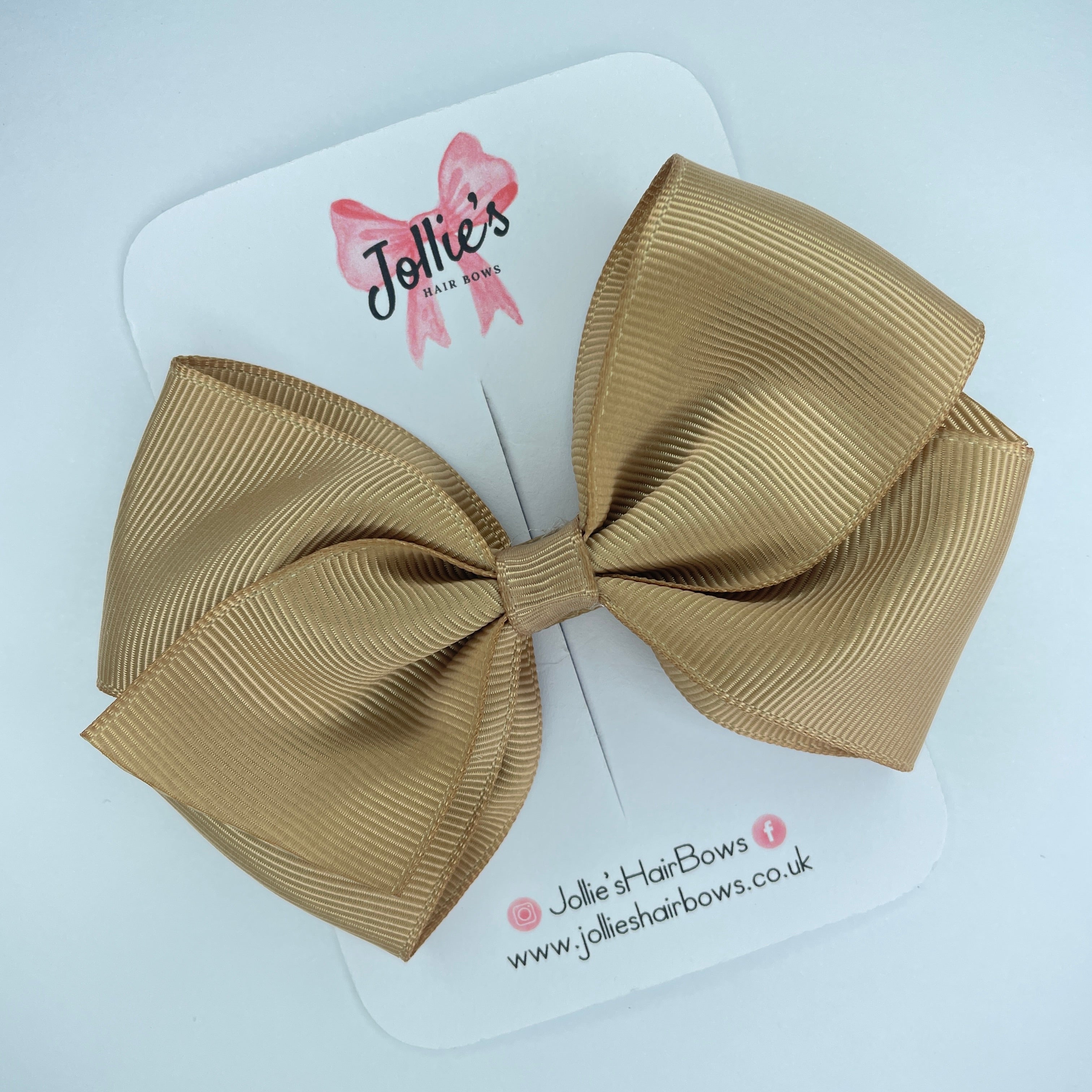 4inch Bow with Clip - Latte