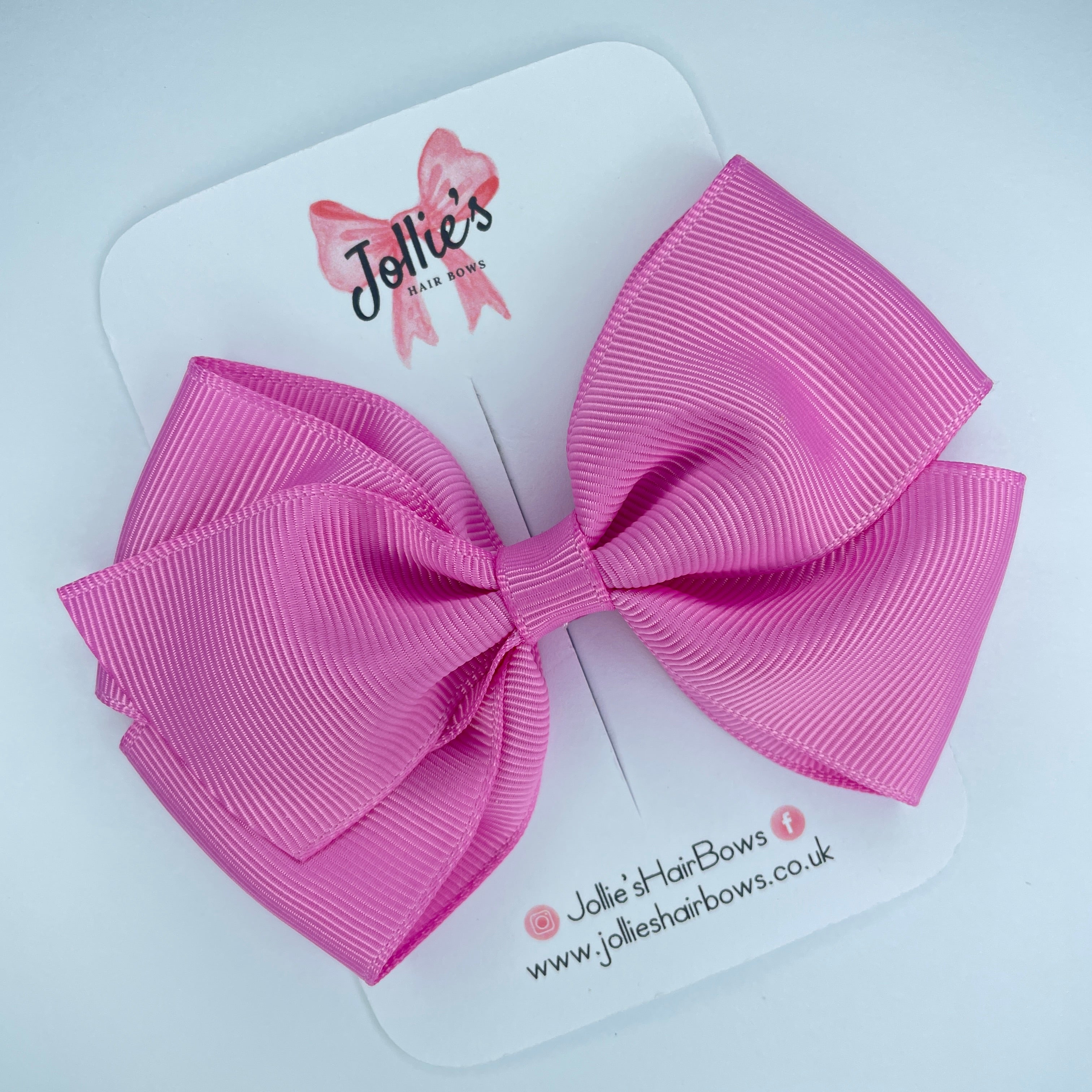 4inch Bow with Clip - Rose Bloom