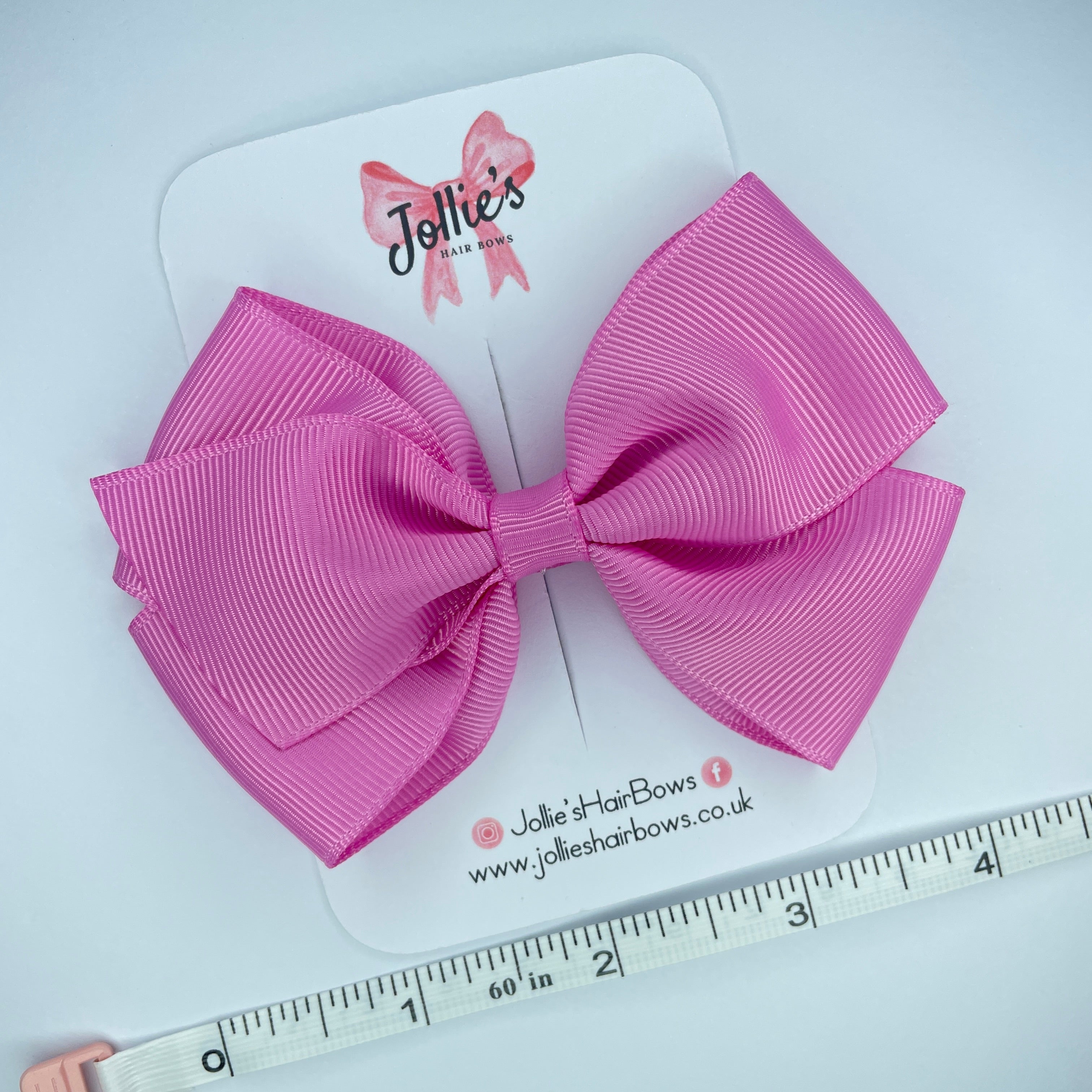 4inch Bow with Clip - Rose Bloom