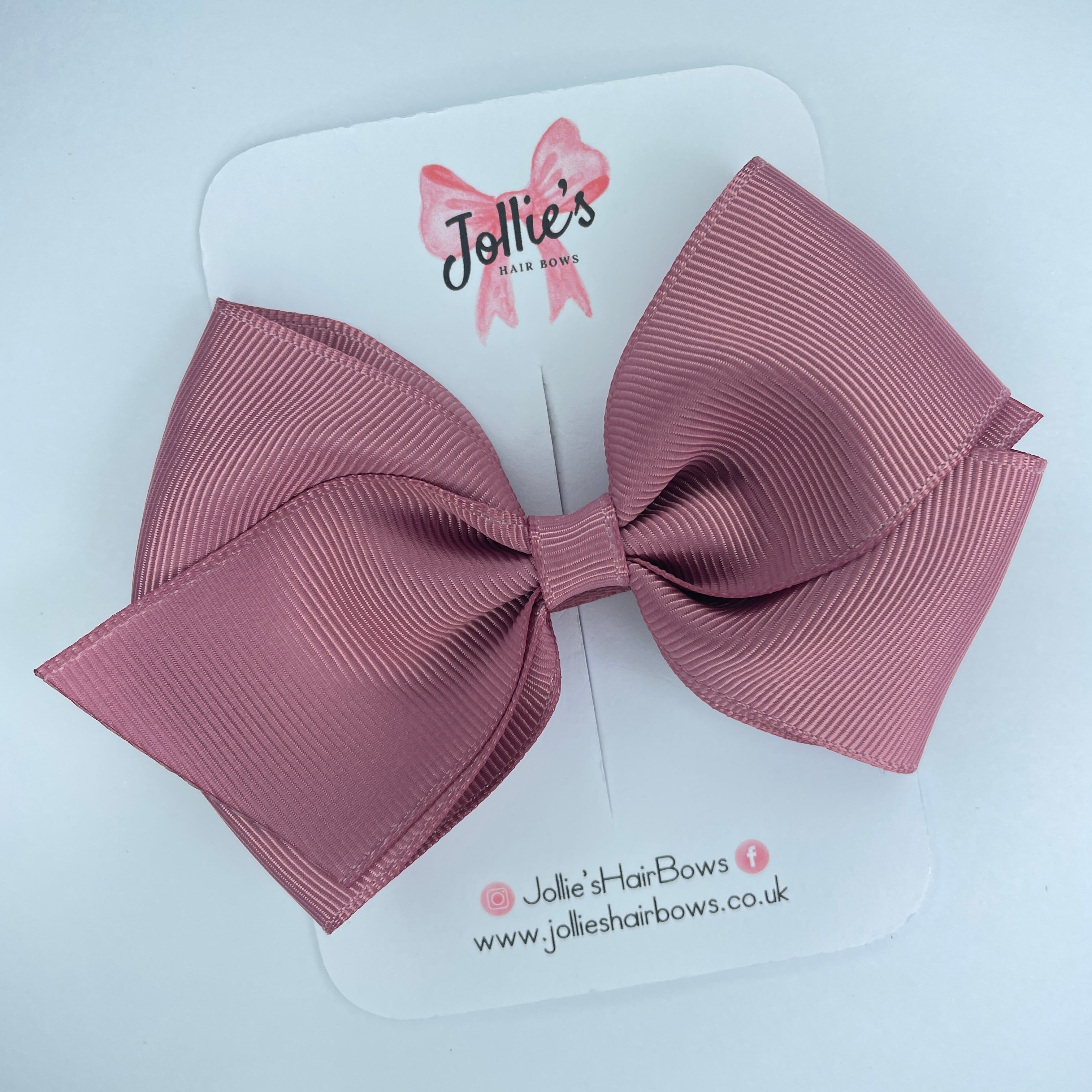 4inch Bow with Clip - Rosy Mauve