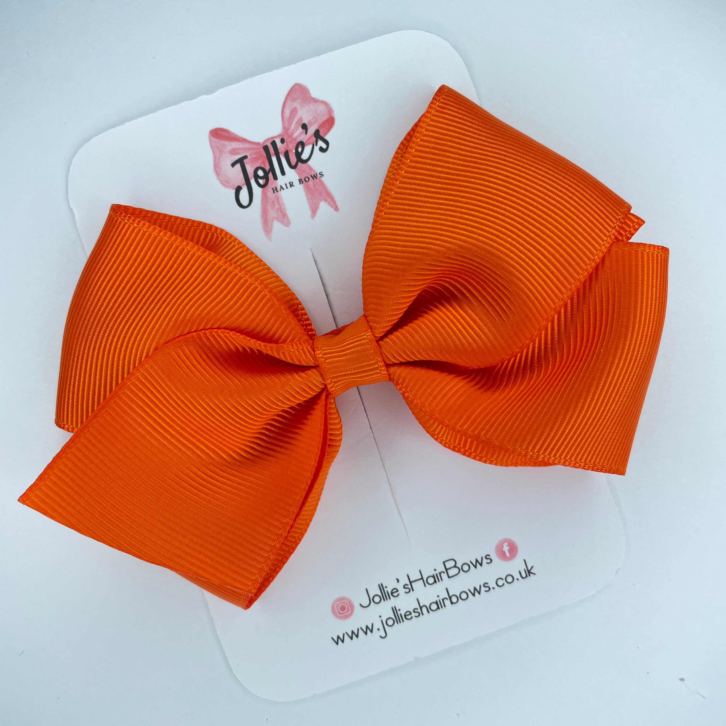 4inch Bow with Clip - Russet Orange