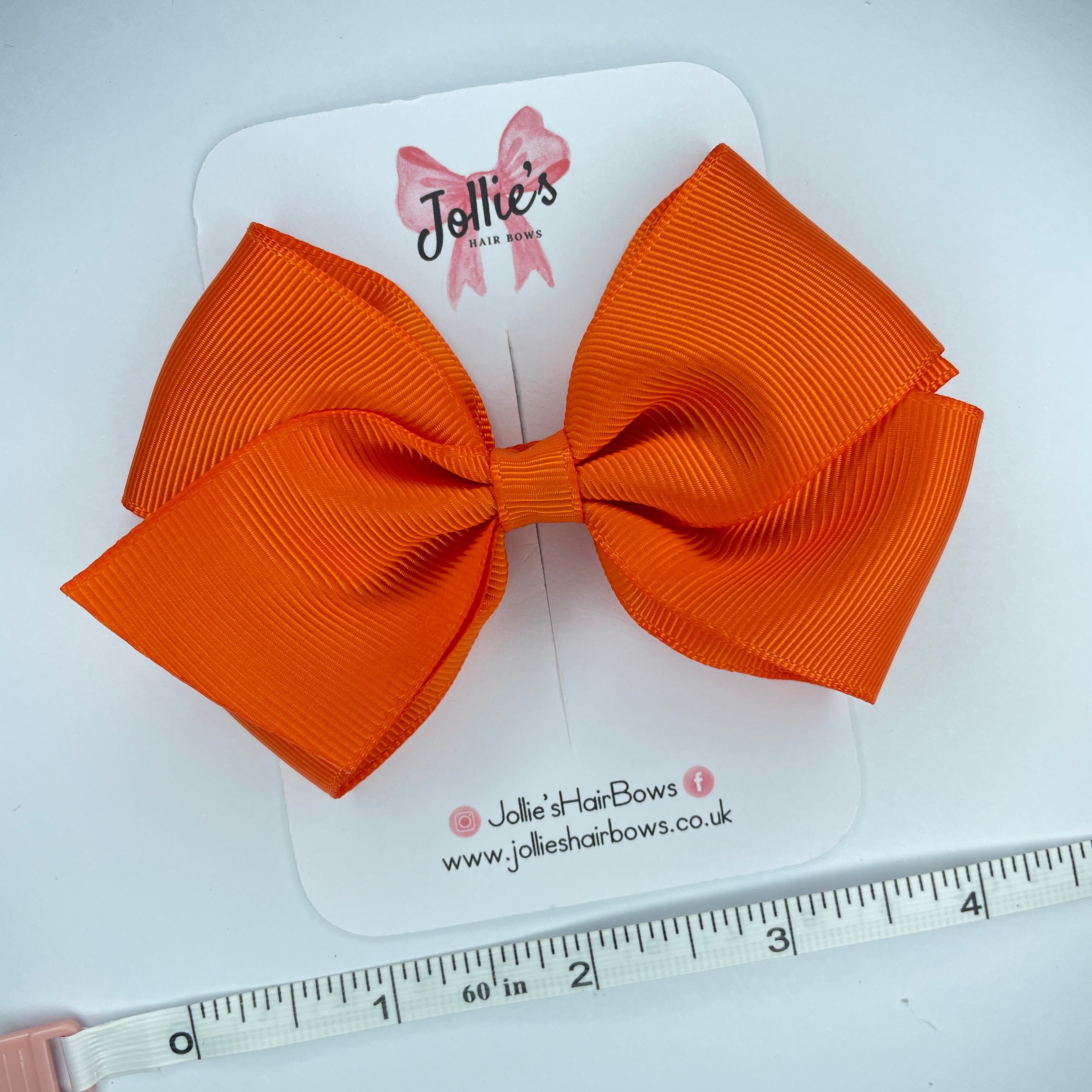 4inch Bow with Clip - Russet Orange