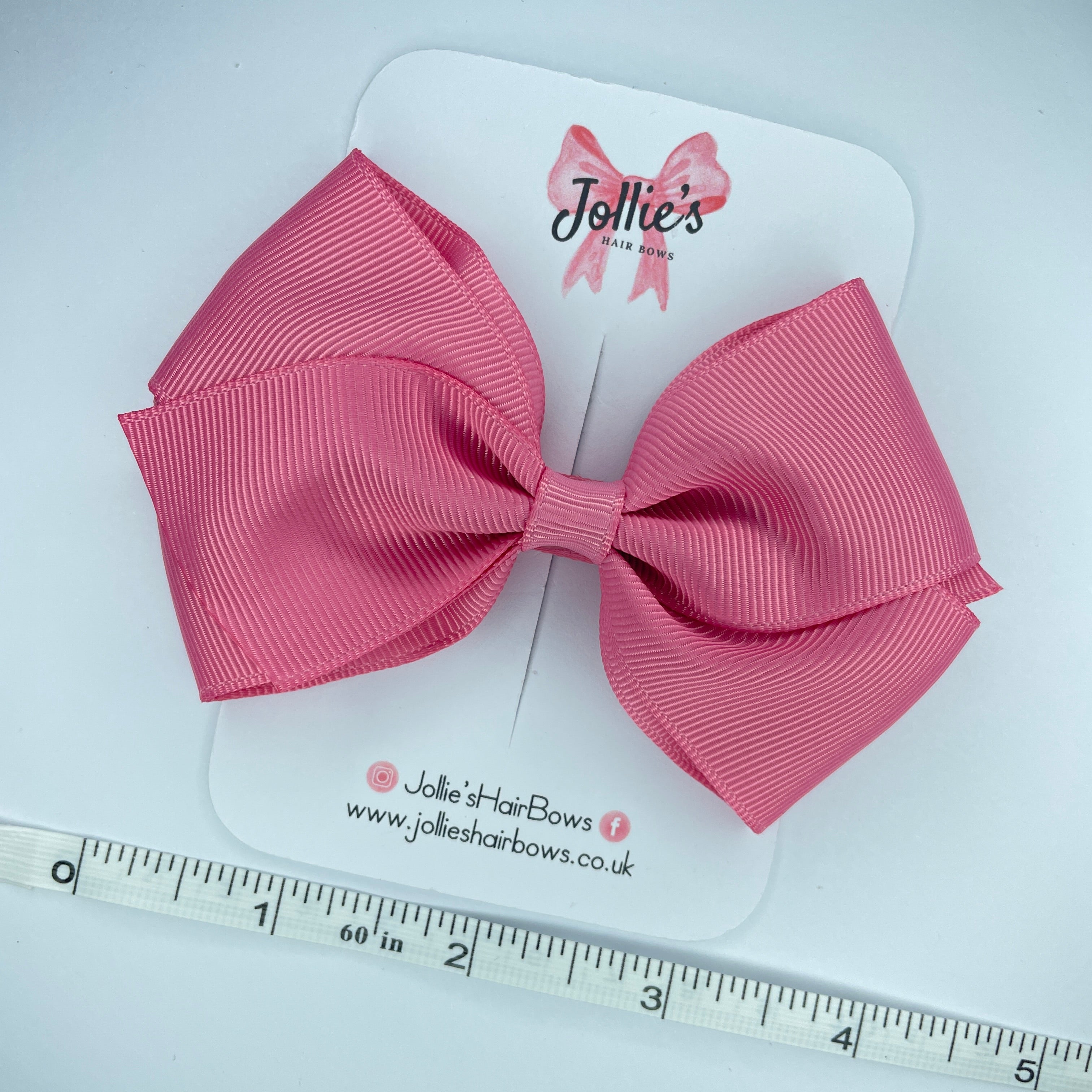 4inch Bow with Clip - Fantasy Rose