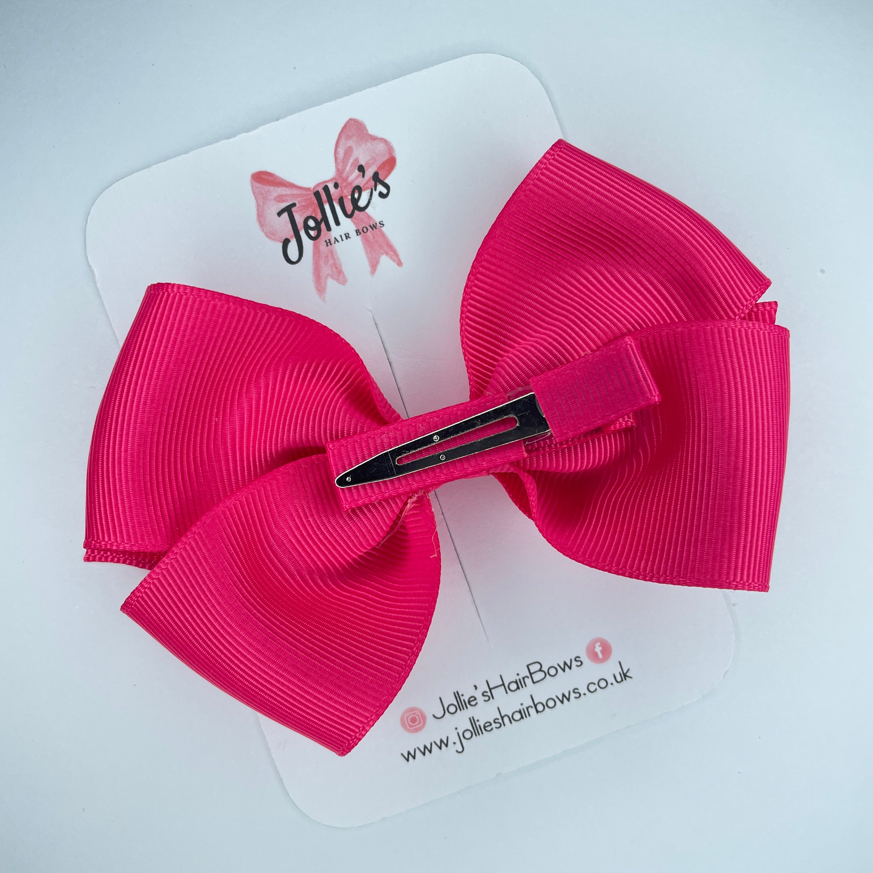 4inch Bow with Clip - Shocking Pink