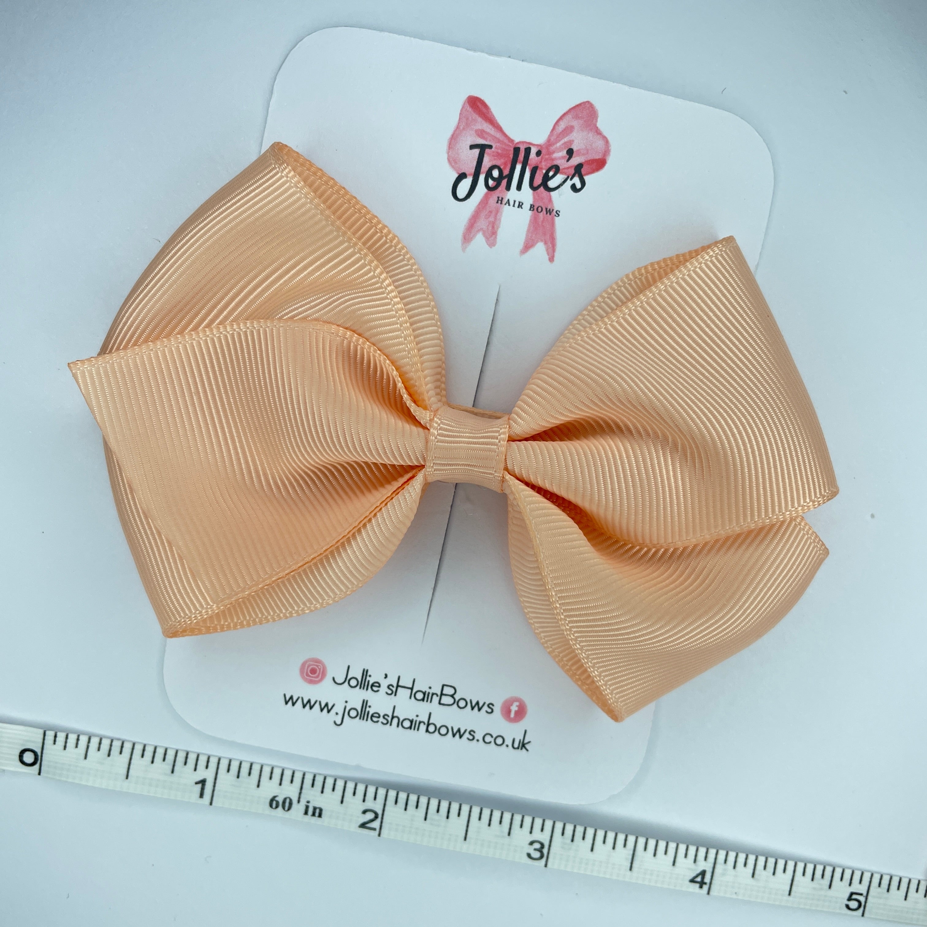 4inch Bow with Clip - Petal Peach