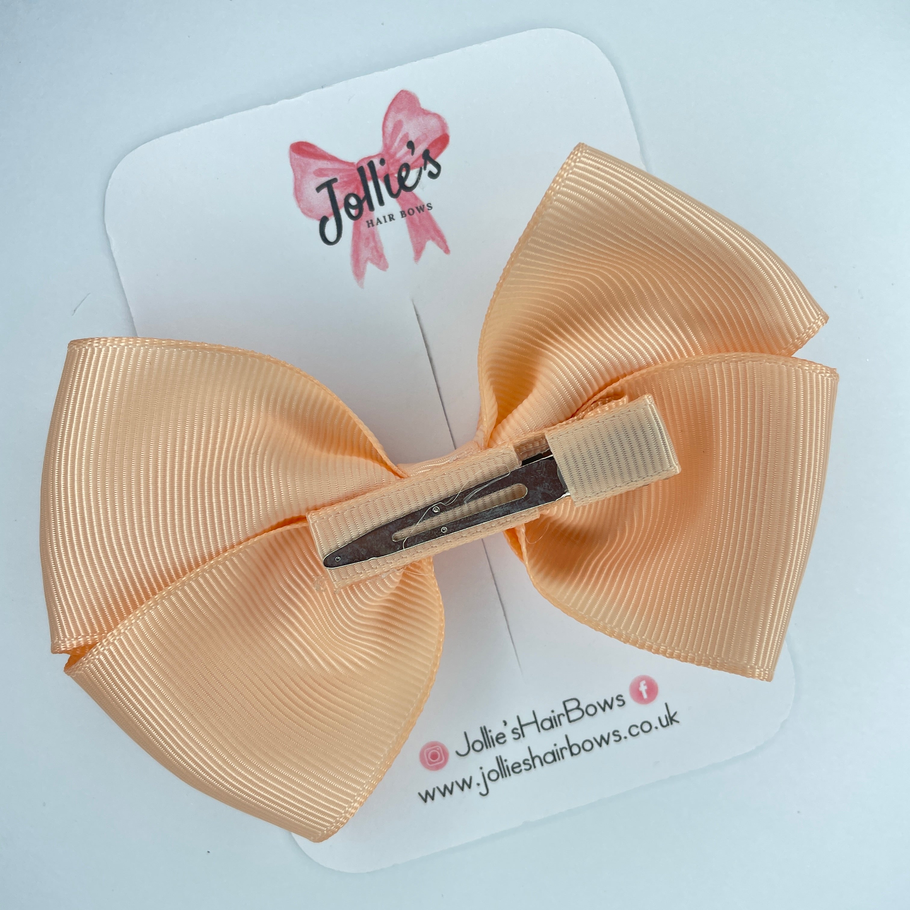 4inch Bow with Clip - Petal Peach