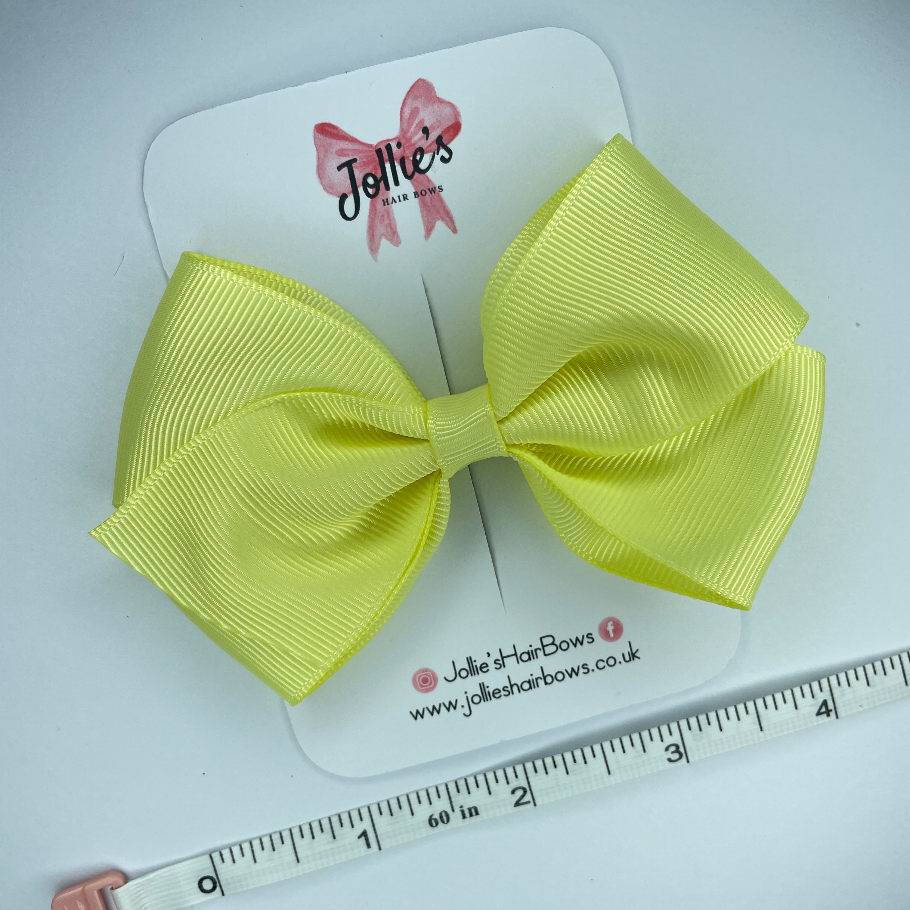 4inch Bow with Clip - Baby Maize