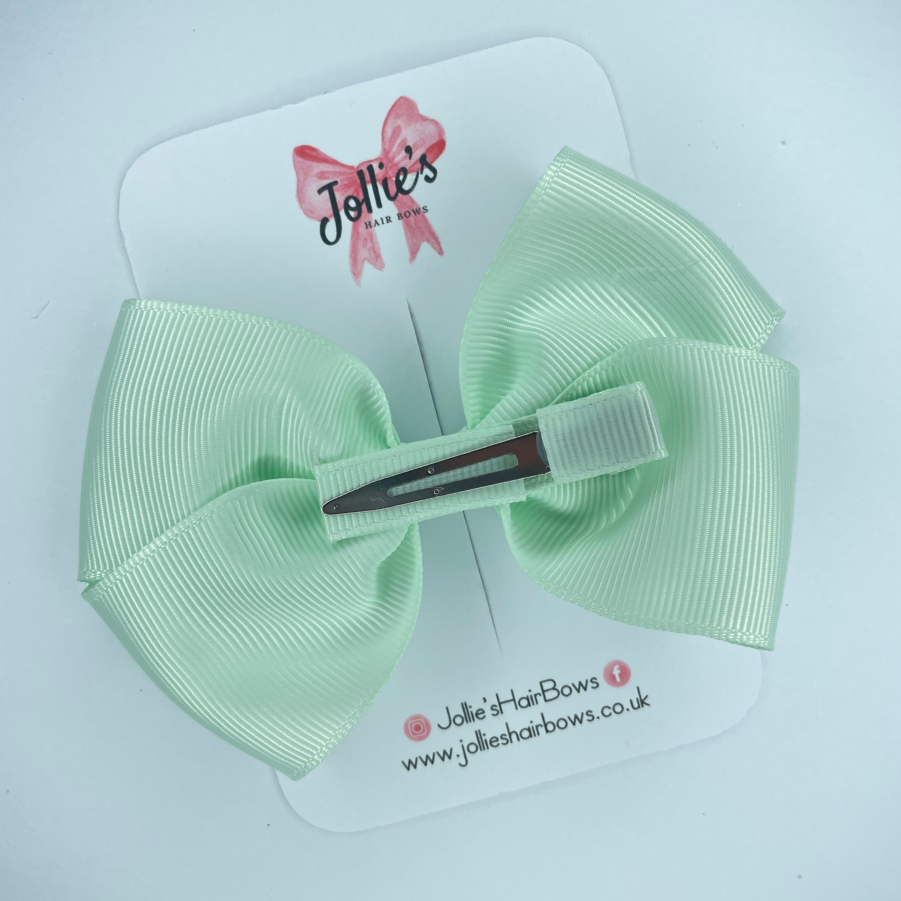 4inch Bow with Clip - Ice Mint