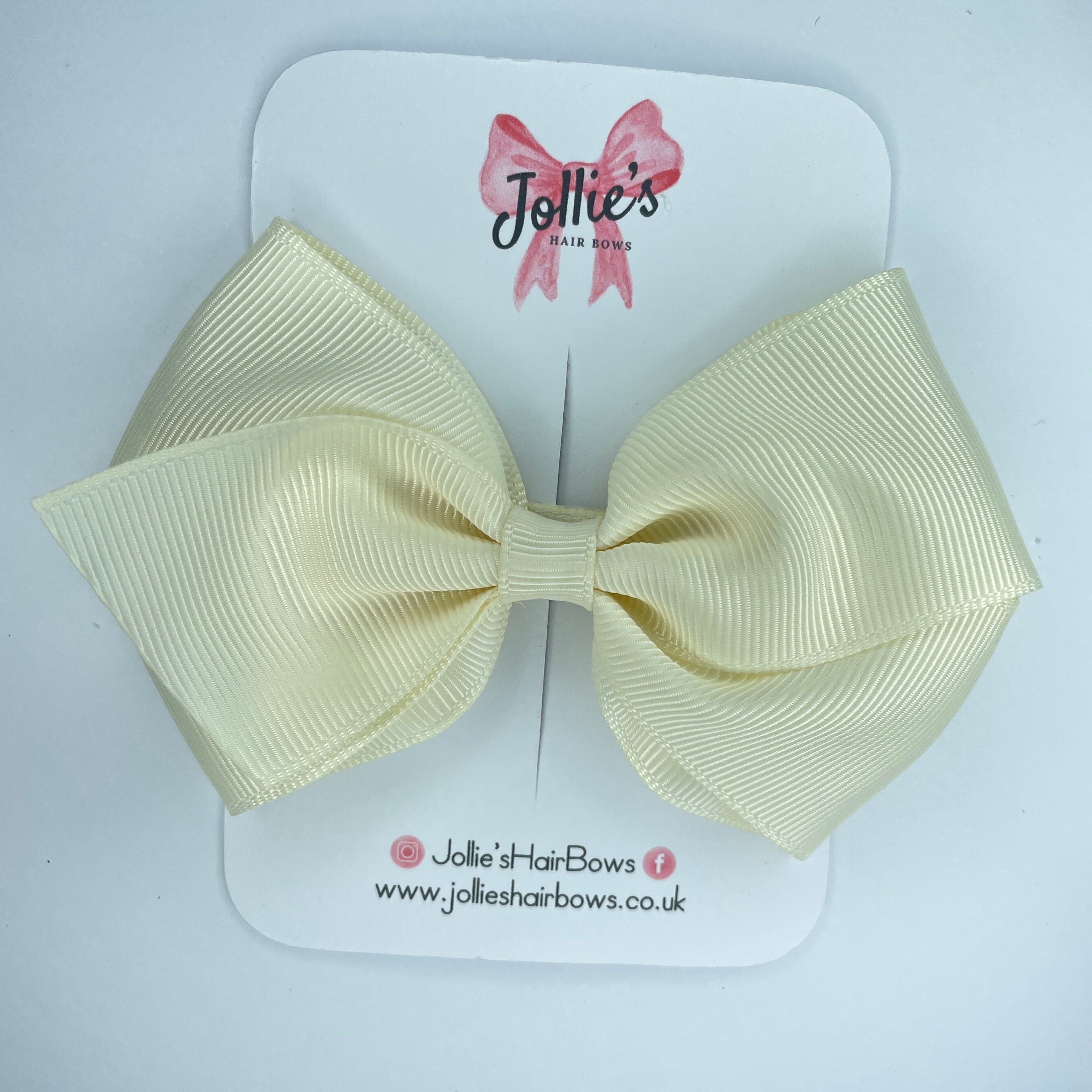 4inch Bow with Clip - Antique White