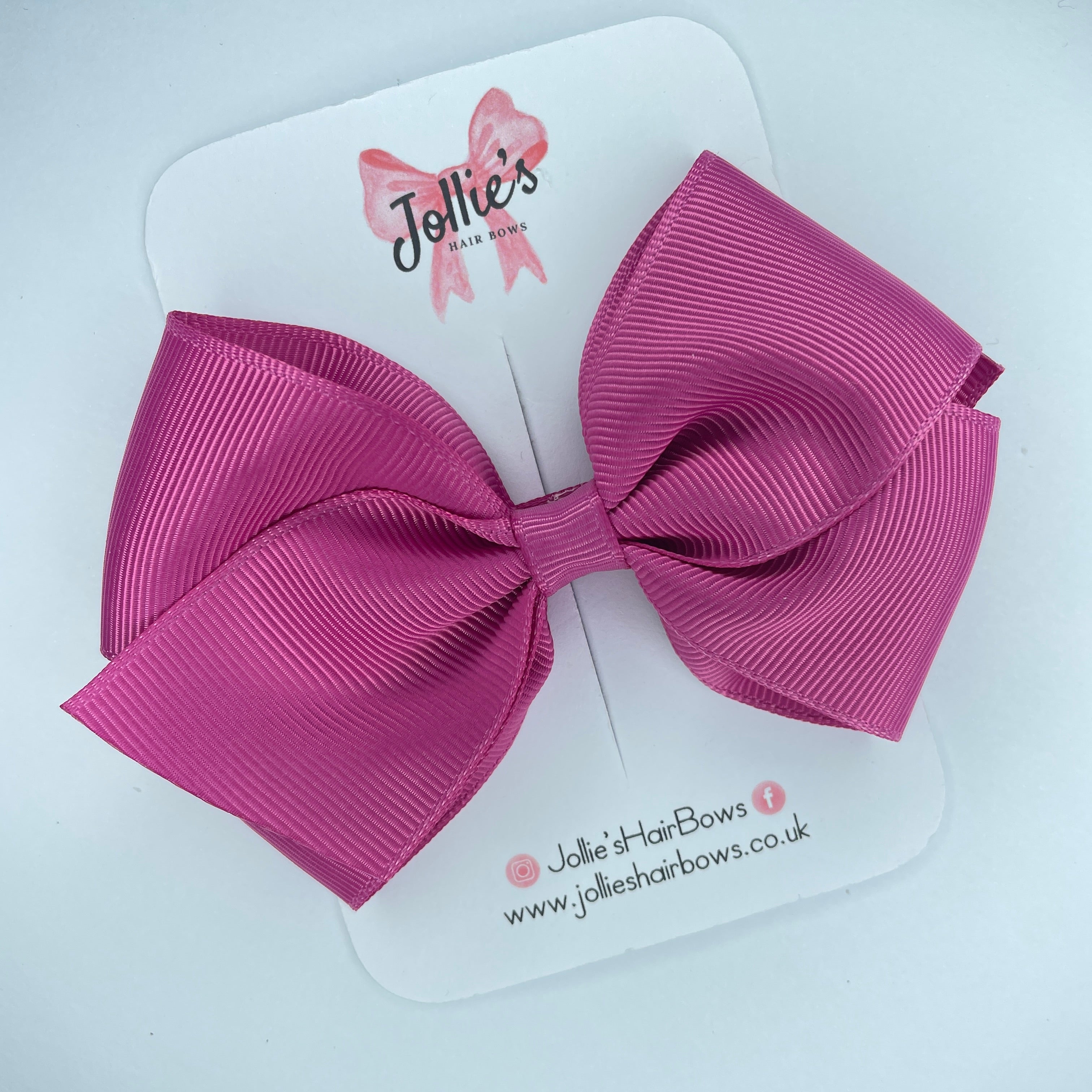 4inch Bow with Clip - Raspberry Rose