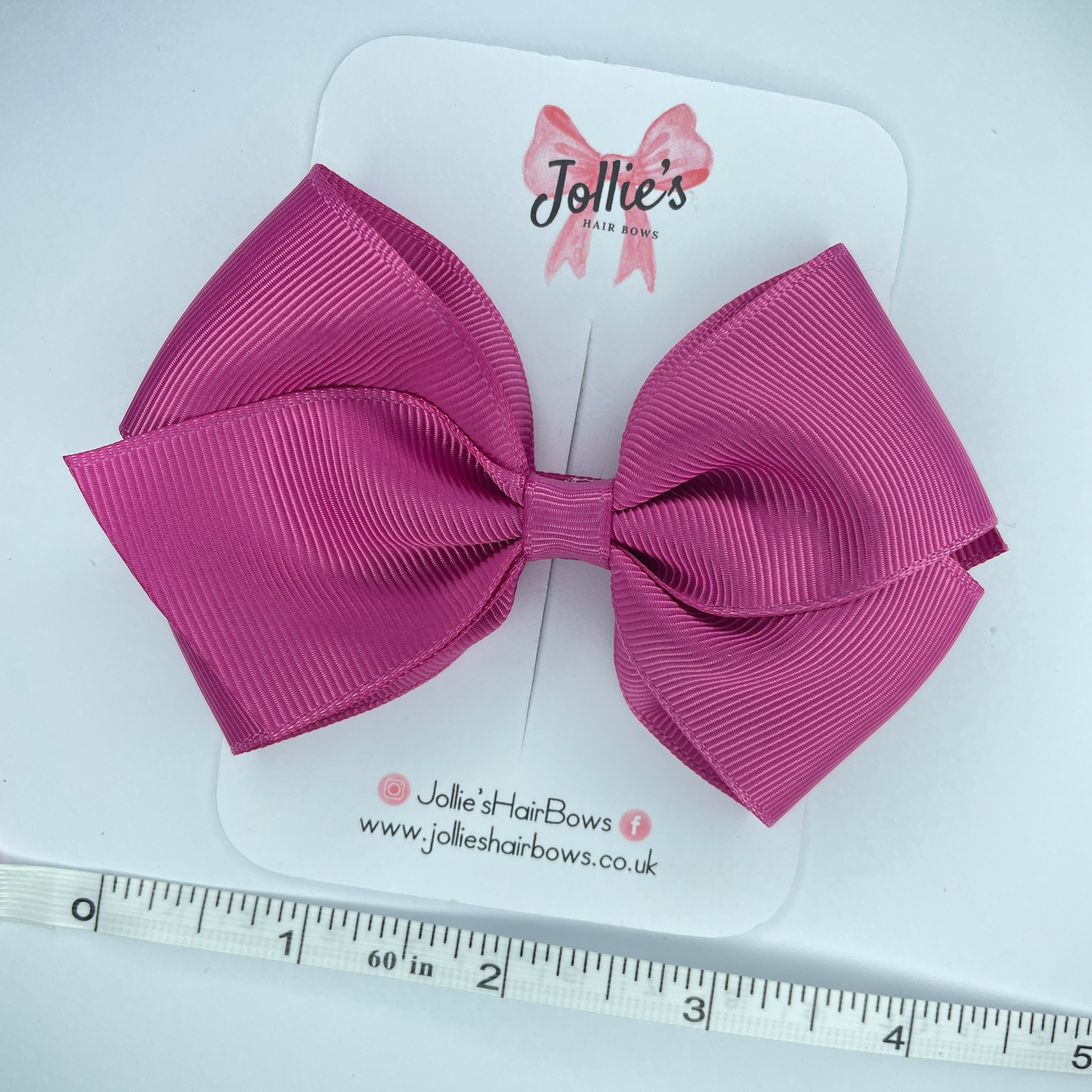 4inch Bow with Clip - Raspberry Rose