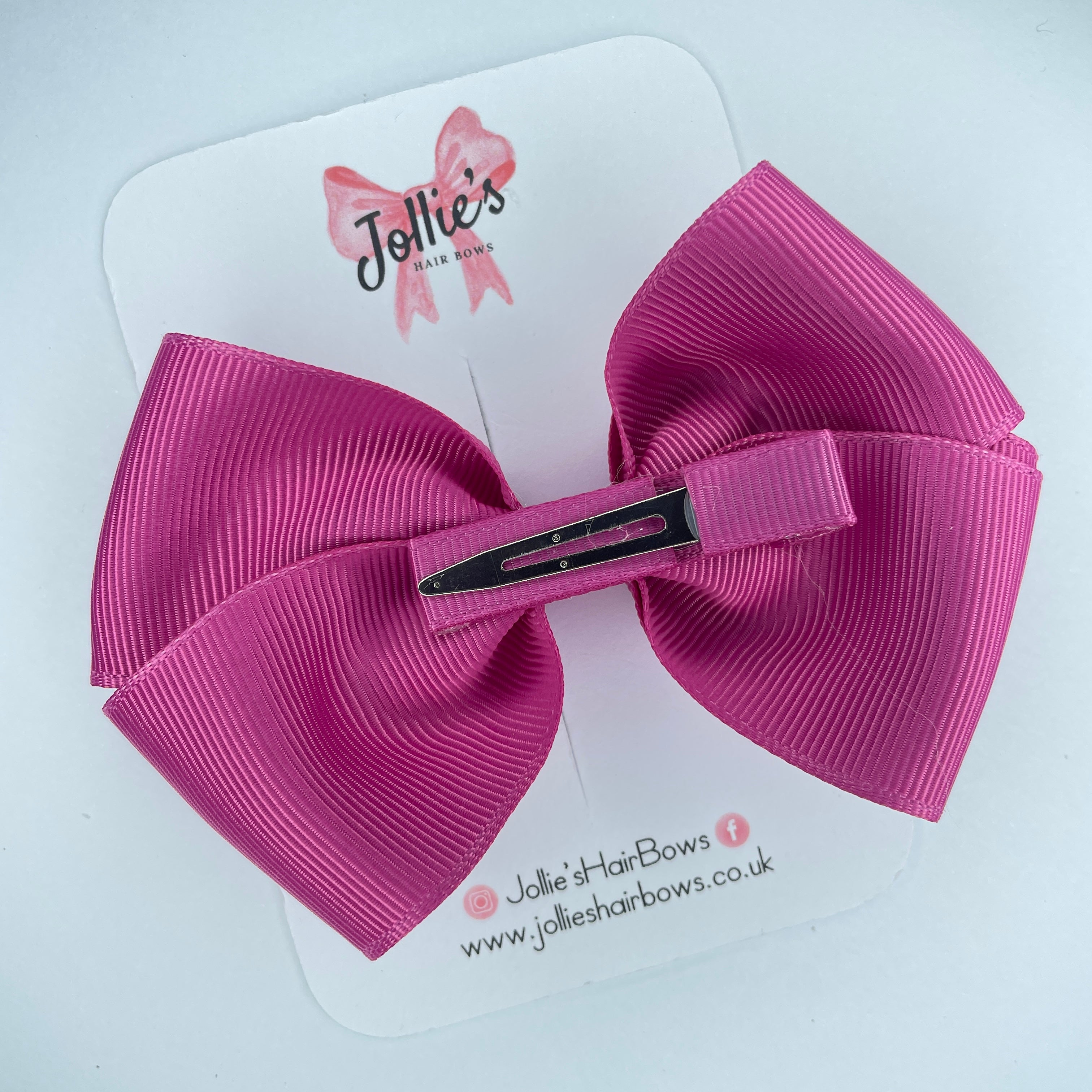 4inch Bow with Clip - Raspberry Rose