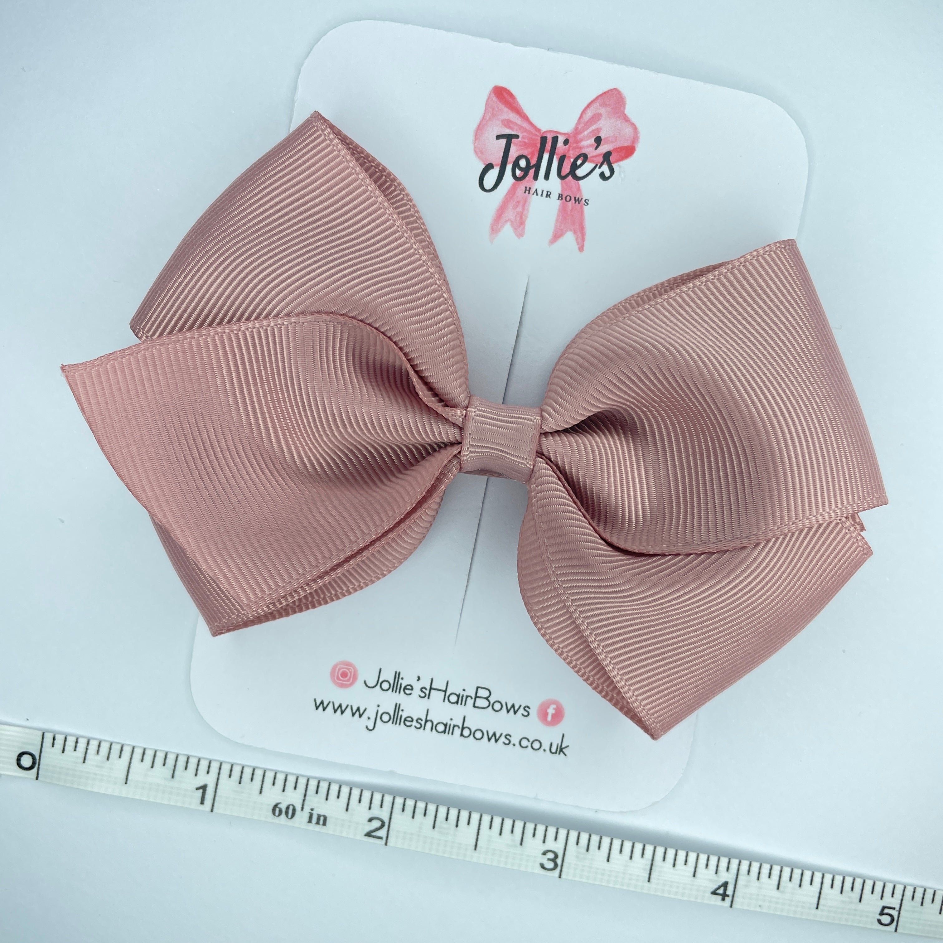 4inch Bow with Clip - Antique Mauve