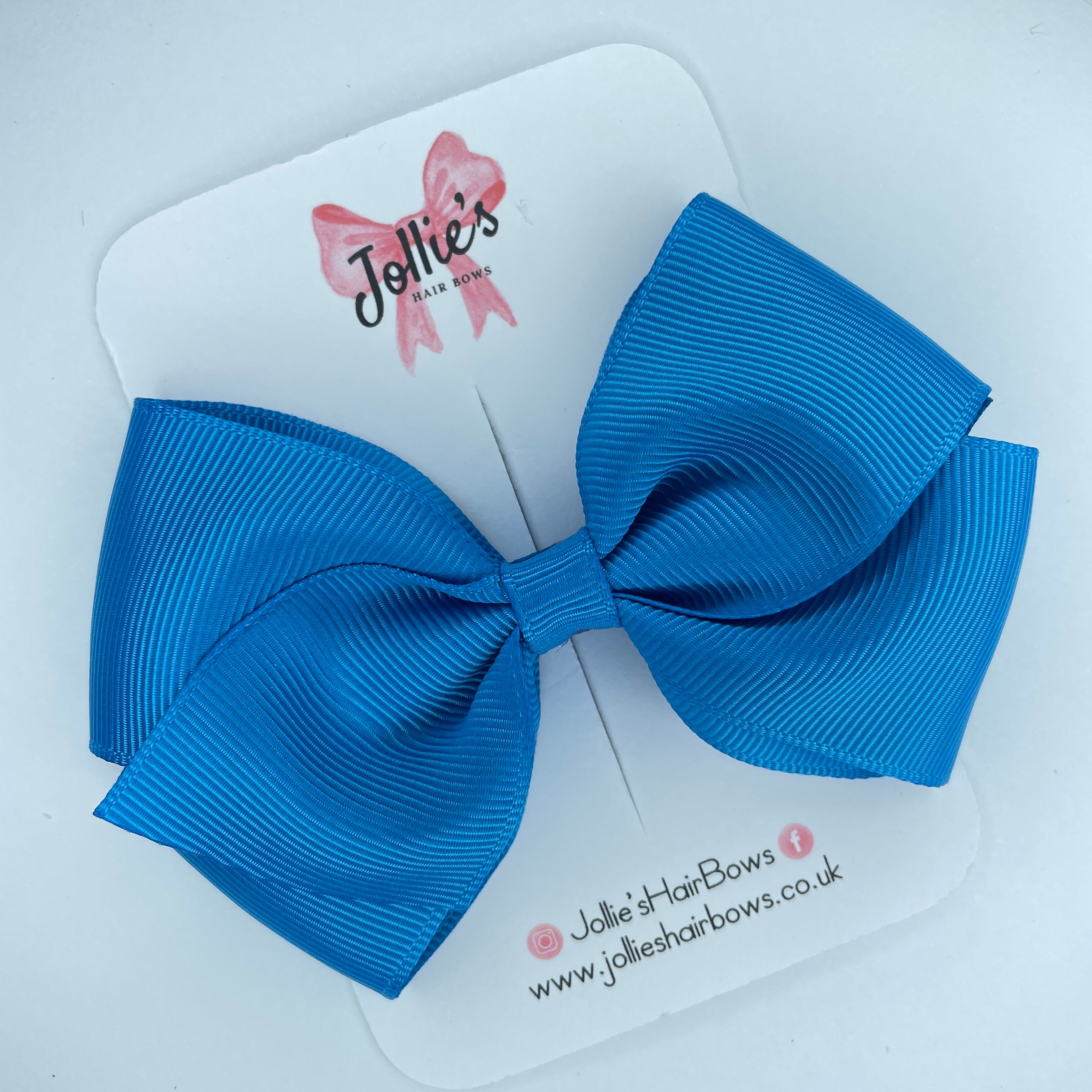 4inch Bow with Clip - Aegean Blue