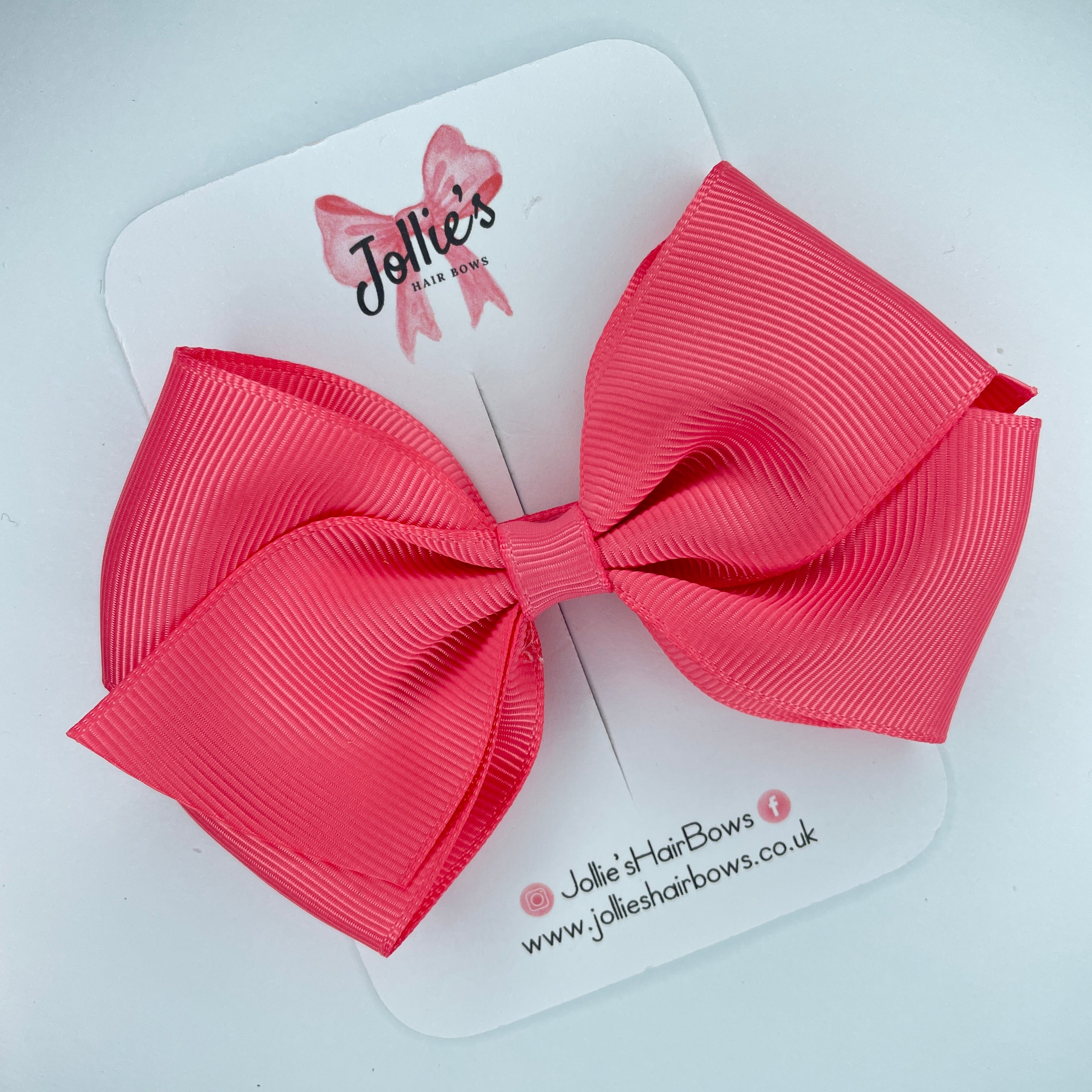 4inch Bow with Clip - Coral Rose