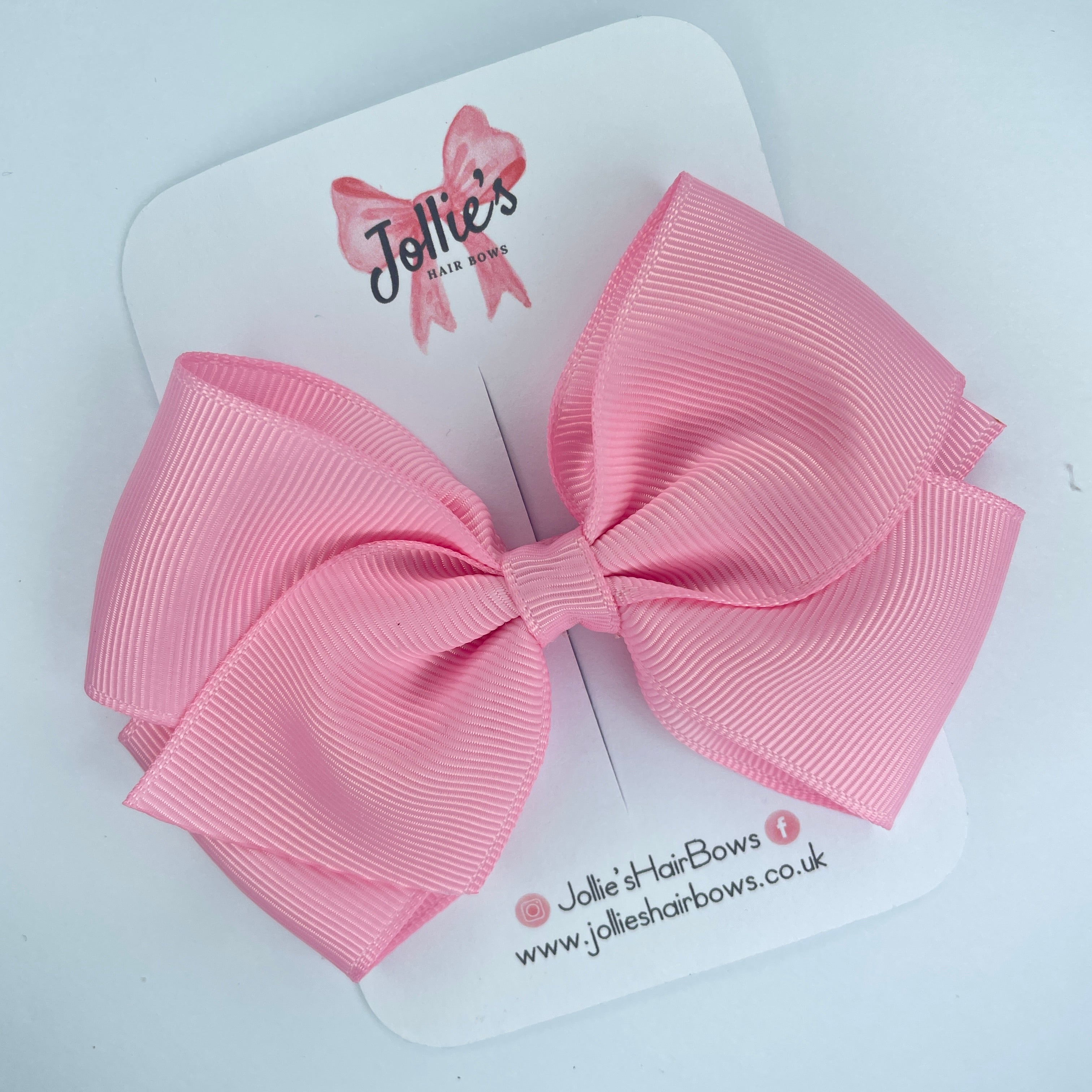 4inch Bow with Clip - Rose Pink