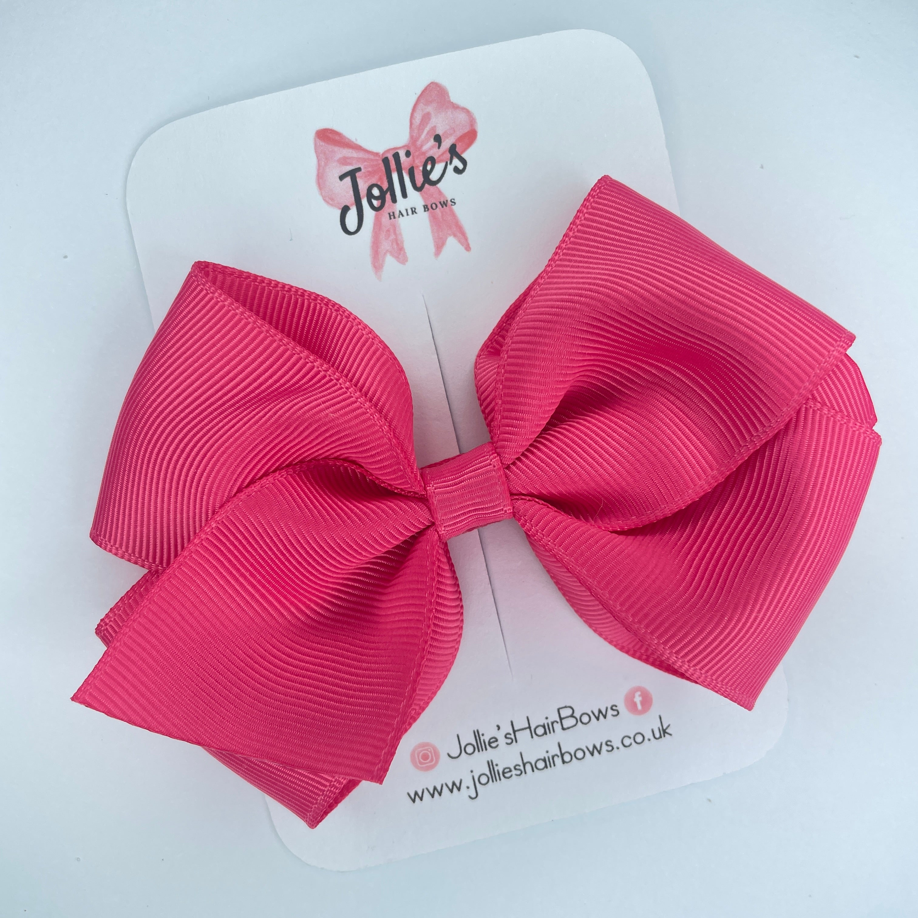 4inch Bow with Clip - Camellia Rose