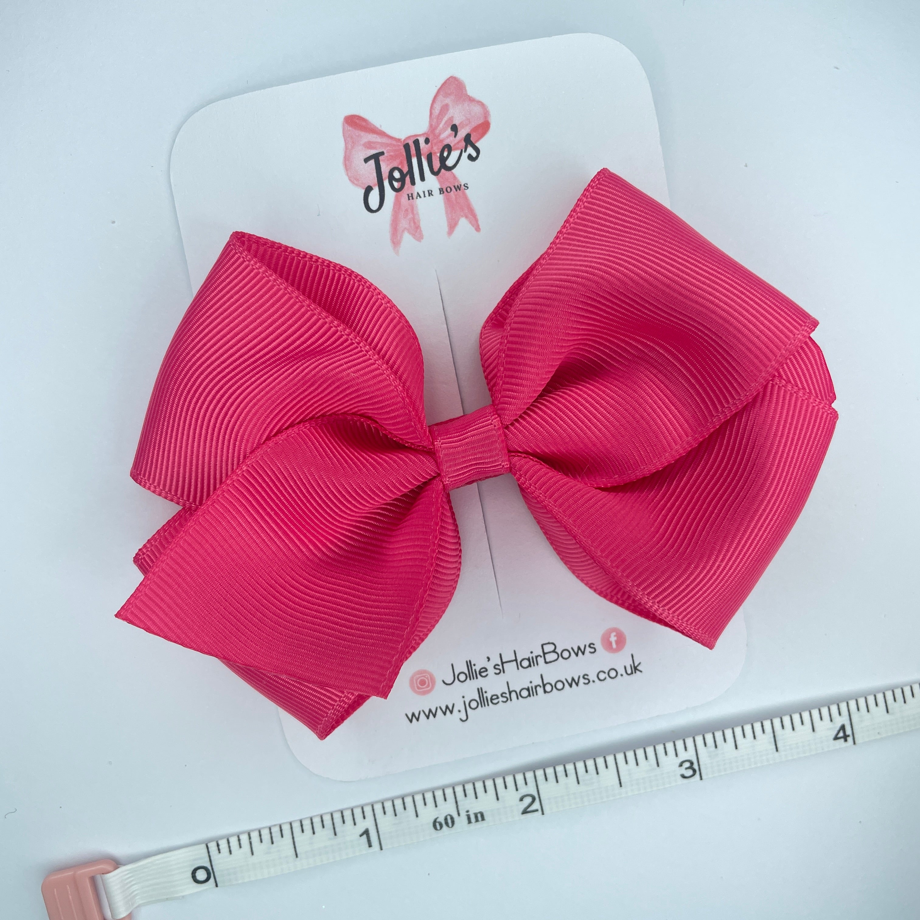 4inch Bow with Clip - Camellia Rose