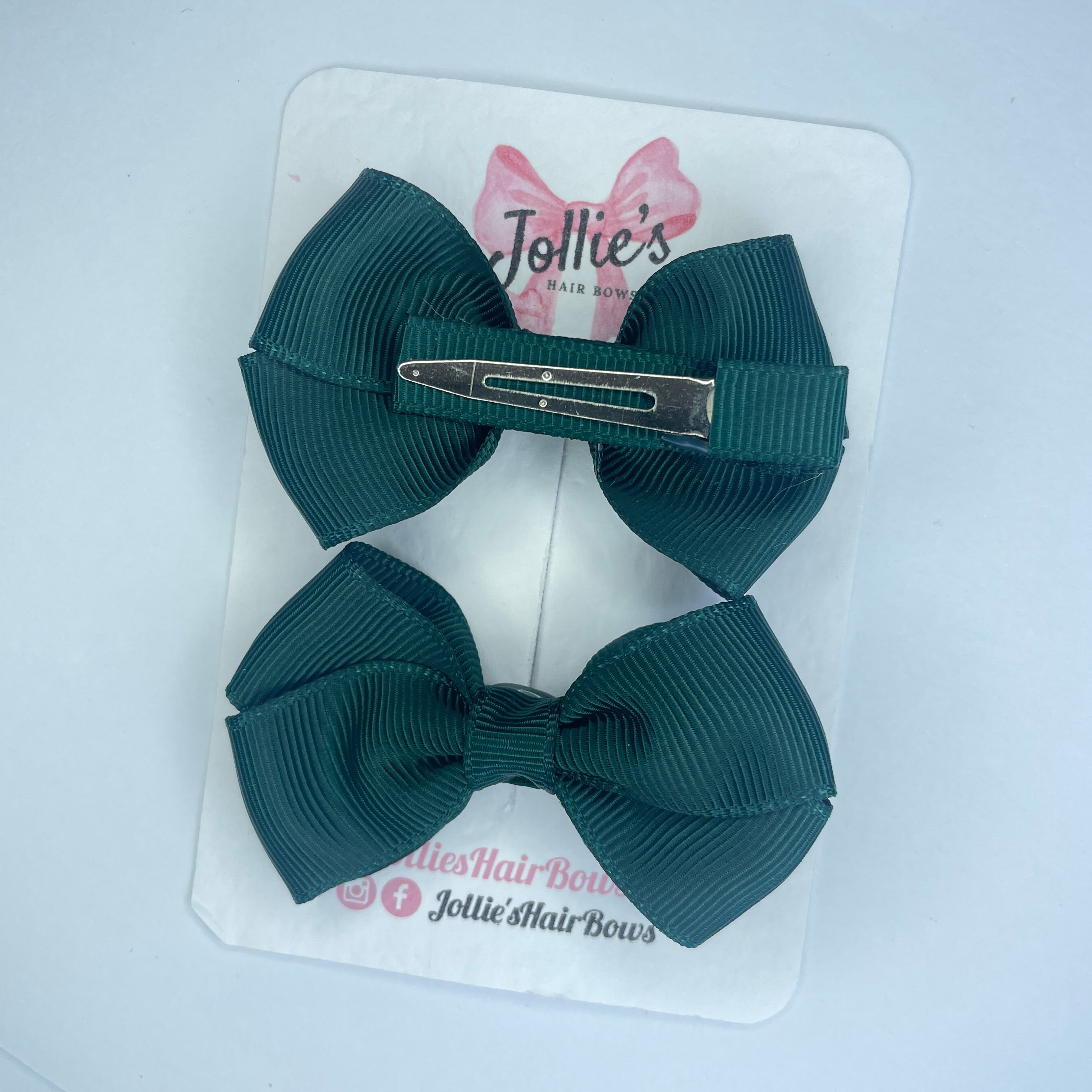 2.5inch Classy Bow with Clip (pair) - Spruce