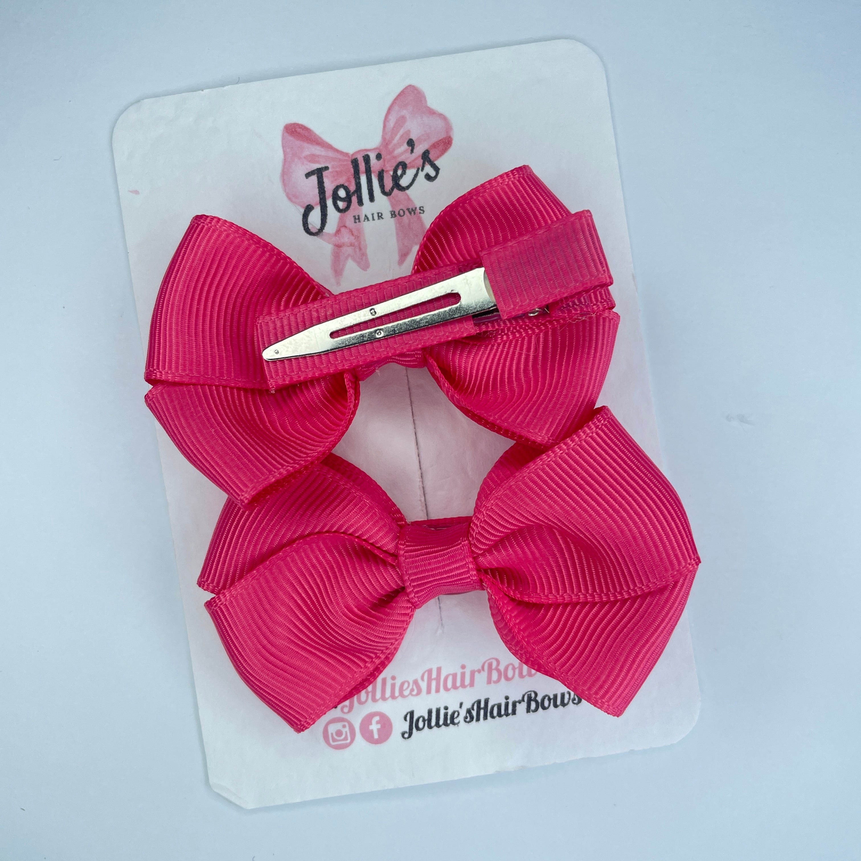 2.5inch Classy Bow with Clip (pair) - Camellia Rose