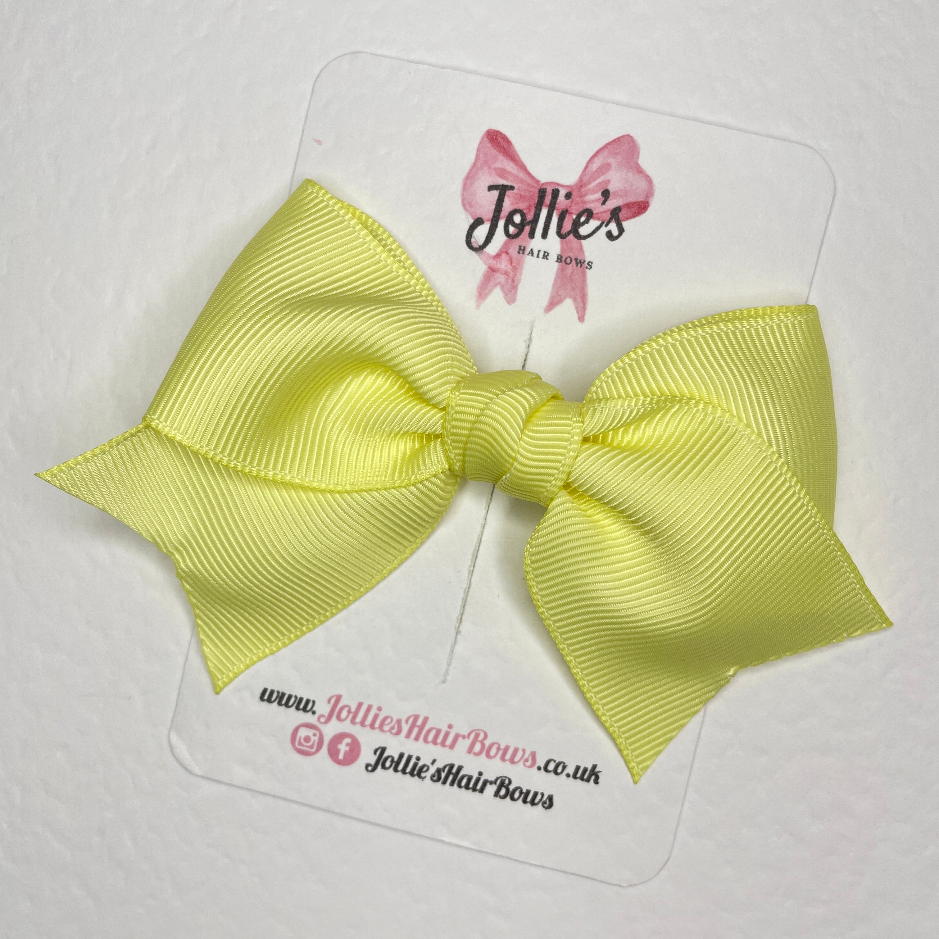 4inch Ribbon Bow with Clip - Baby Maize