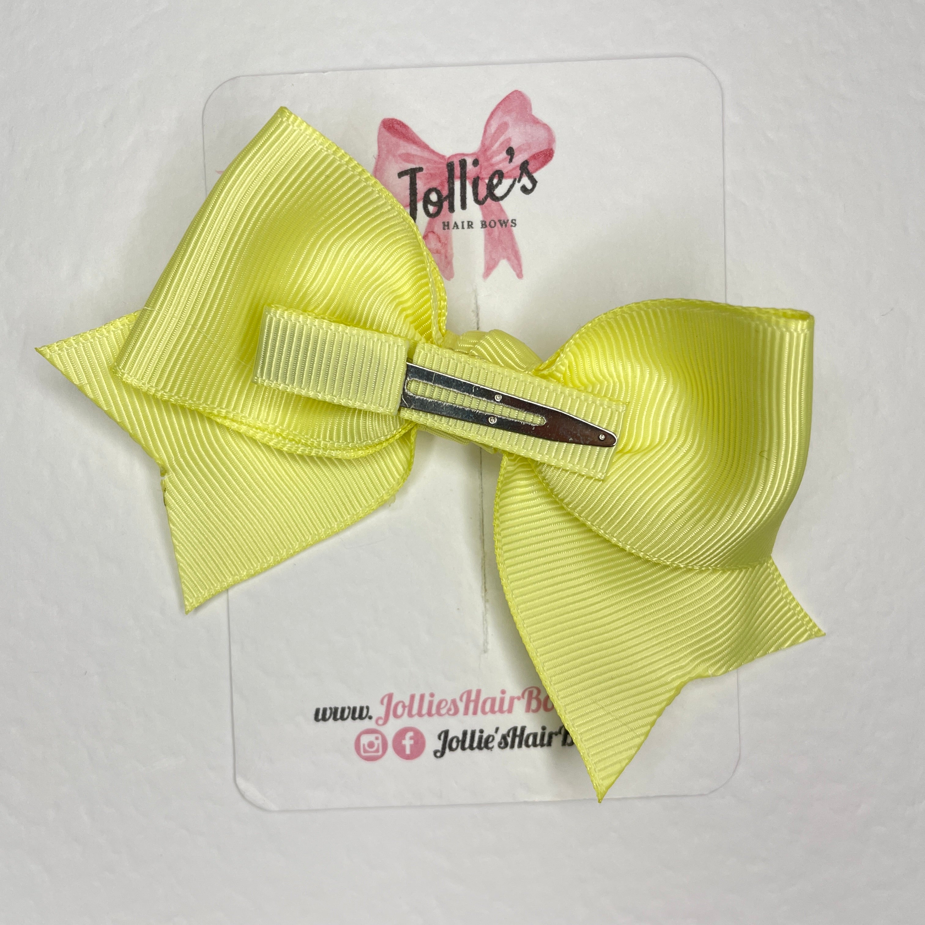 4inch Ribbon Bow with Clip - Baby Maize