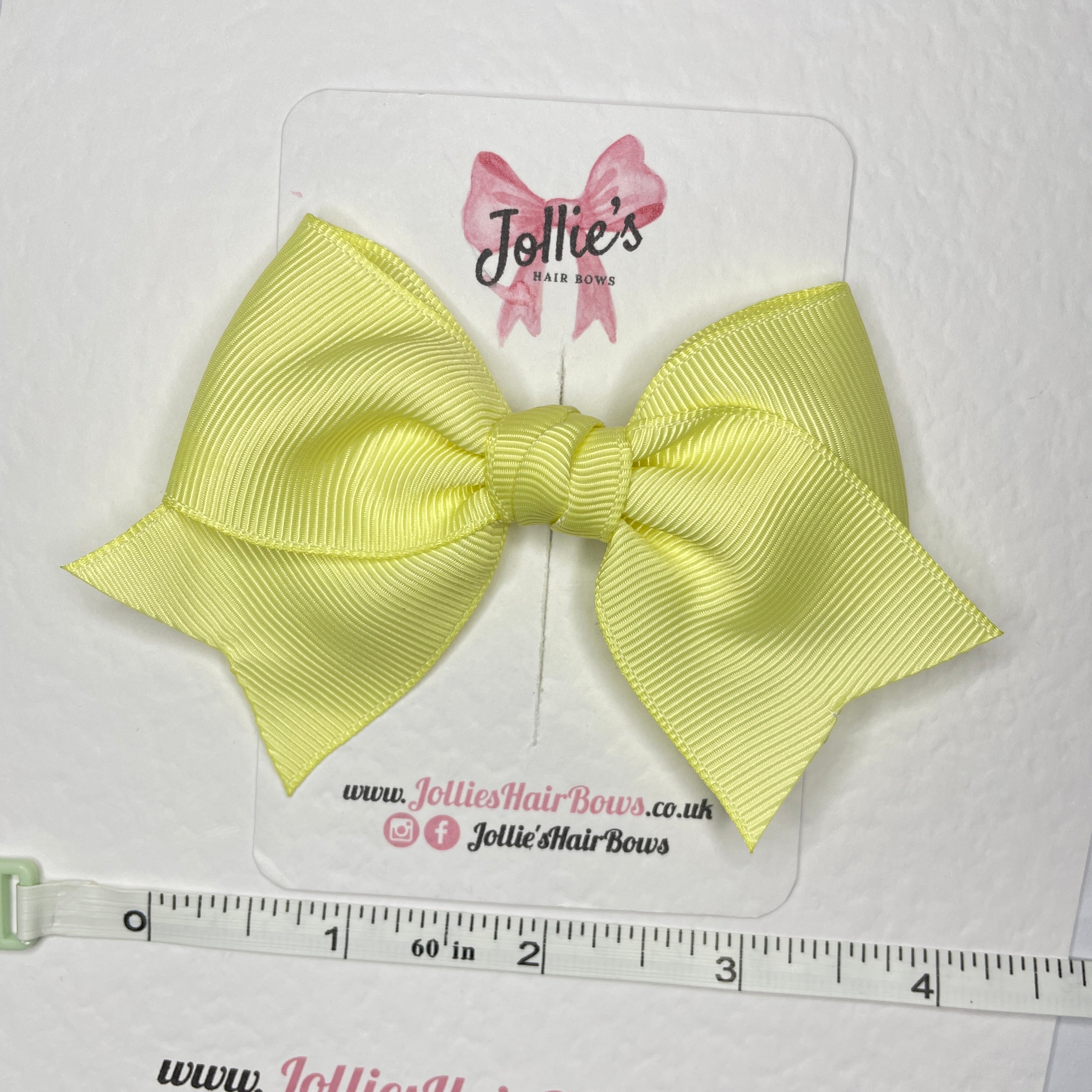 4inch Ribbon Bow with Clip - Baby Maize